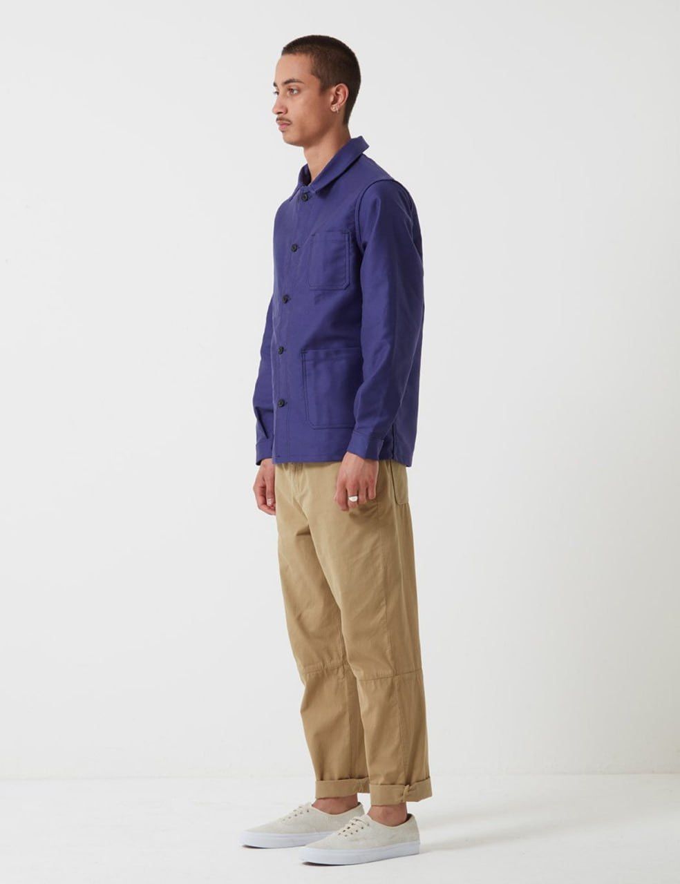 image of Le Laboureur x Vetra 70's Chore French Worker Sanforezed Jacket Moleskin in Navy, Men's (Size Large
