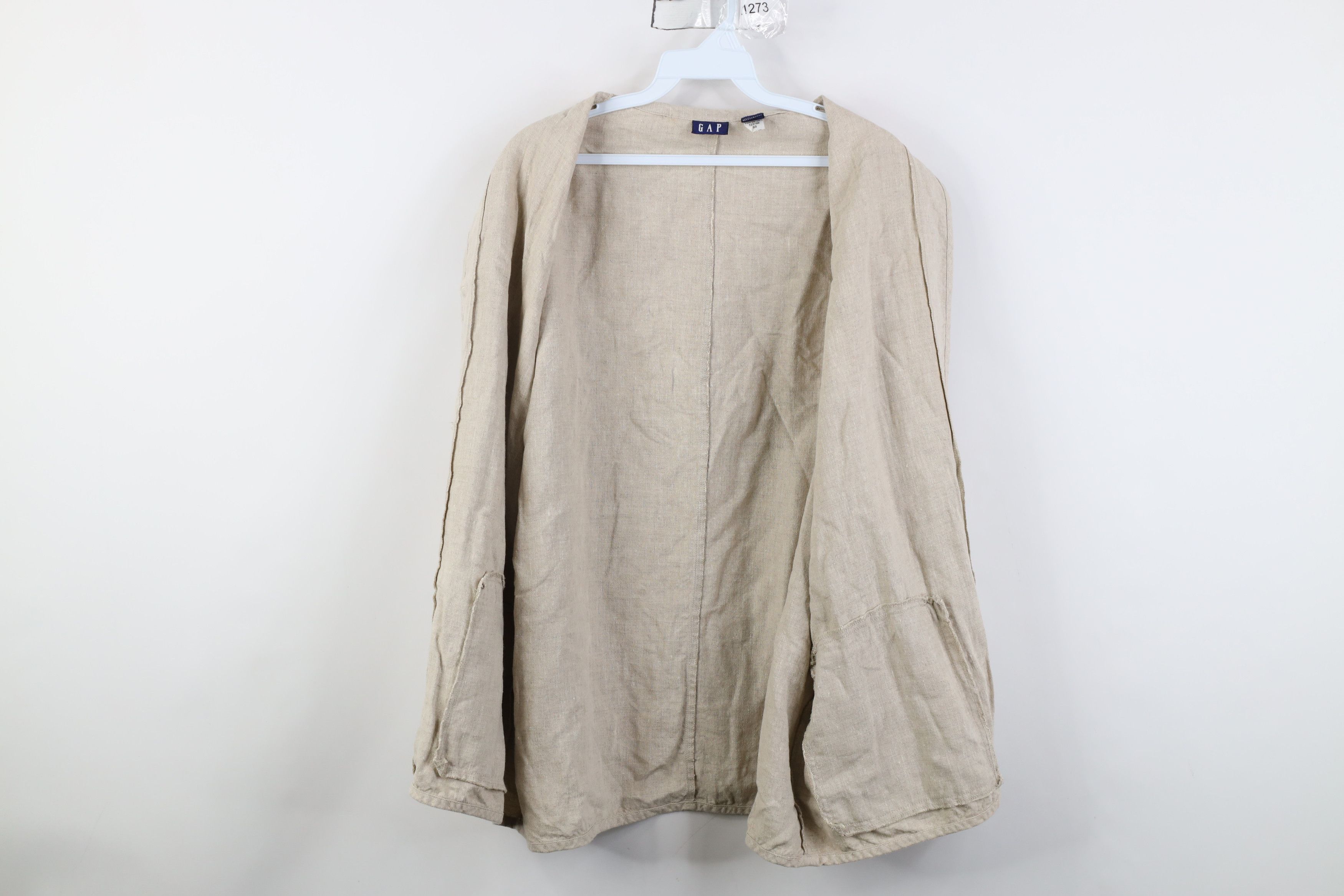 Gap Vintage 90s Gap Linen Button Pocket Jacket Oatmeal Brown Size M / US 6-8 / IT 42-44 - 9 Thumbnail