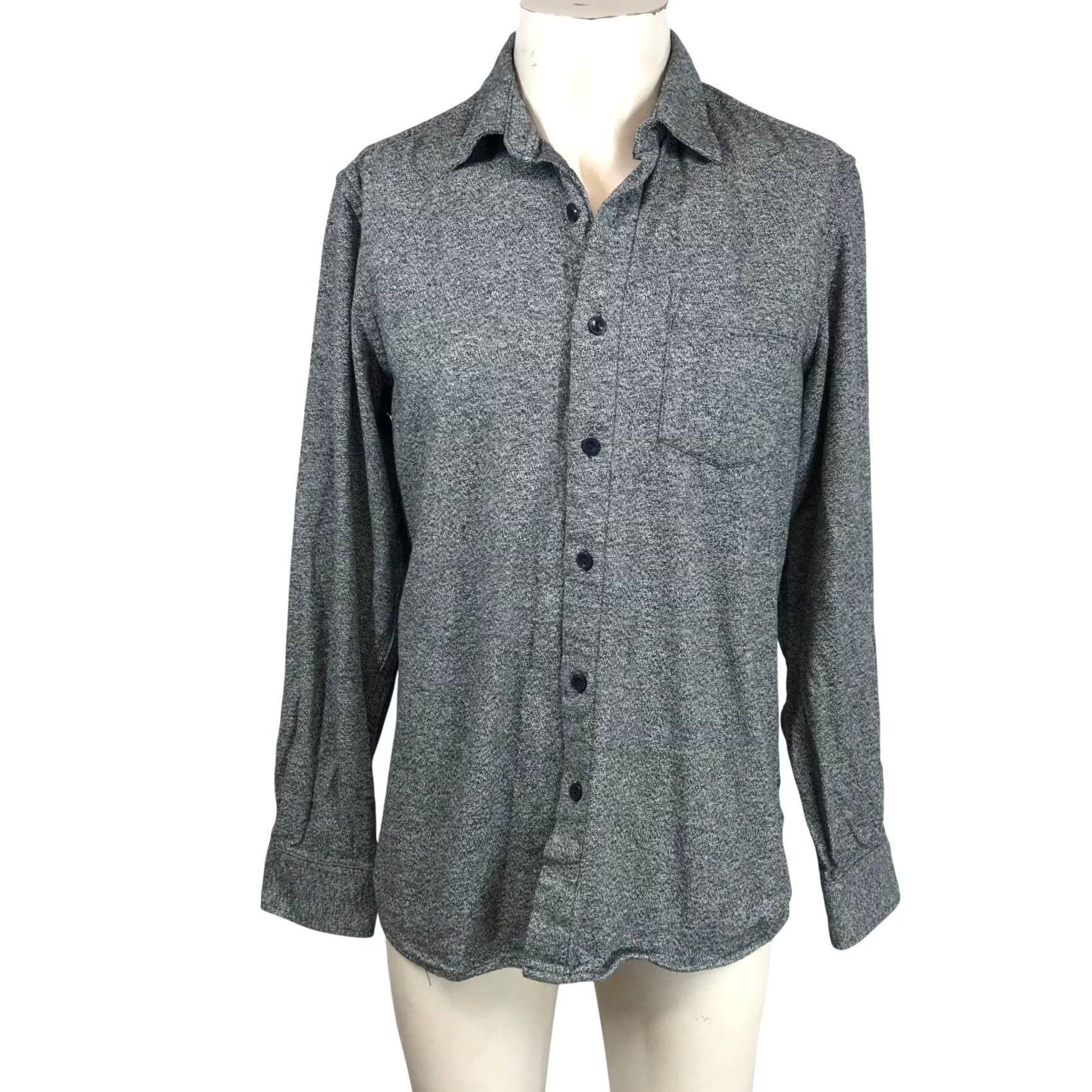 Grayers Grayers Heritage Flannels Button-Down Shirt Mens M Grey Salt and Pepper Cotton Button-Up Shirt Size US M / EU 48-50 / 2 - 2 Thumbnail