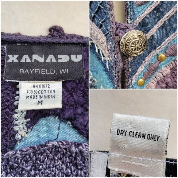 Vintage Vintage 90s y2k Denim Blue Purple Knit Crochet Studded Embro Size M / US 6-8 / IT 42-44 - 5 Thumbnail