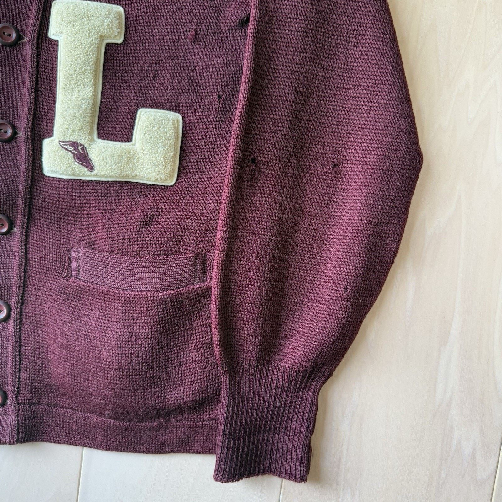 Vintage Vintage Letterman Cardigan Small Maroon Wool Sweater 60s Size US S / EU 44-46 / 1 - 5 Thumbnail