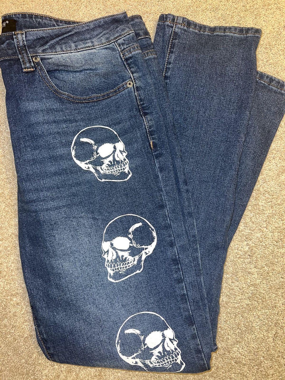 Other Blue Jeans With Skull Print Design Size US 36 / EU 52 - 1 Thumbnail
