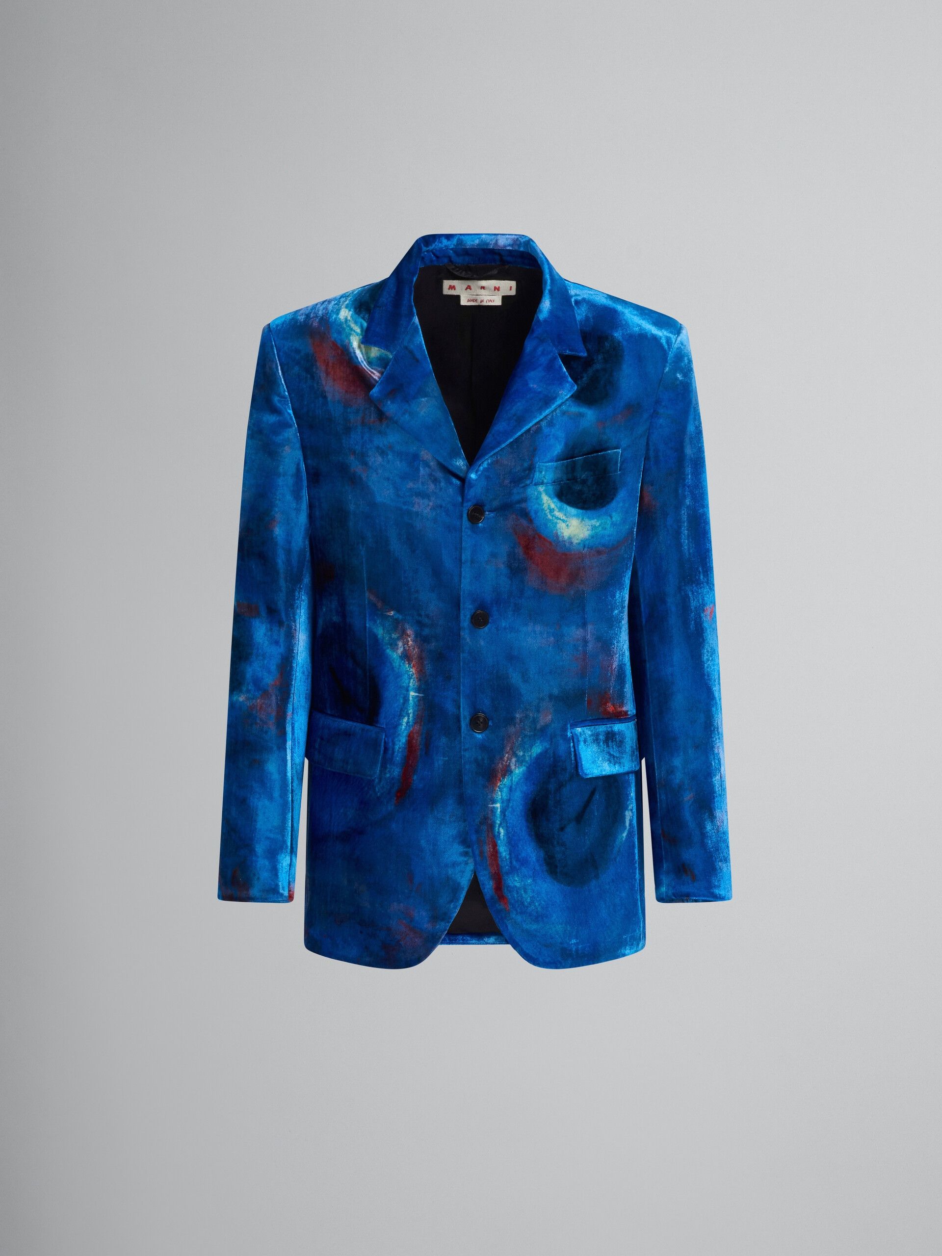 image of Marni O1W1Db10524 Velvet Blazer In Blue, Men's (Size Medium)