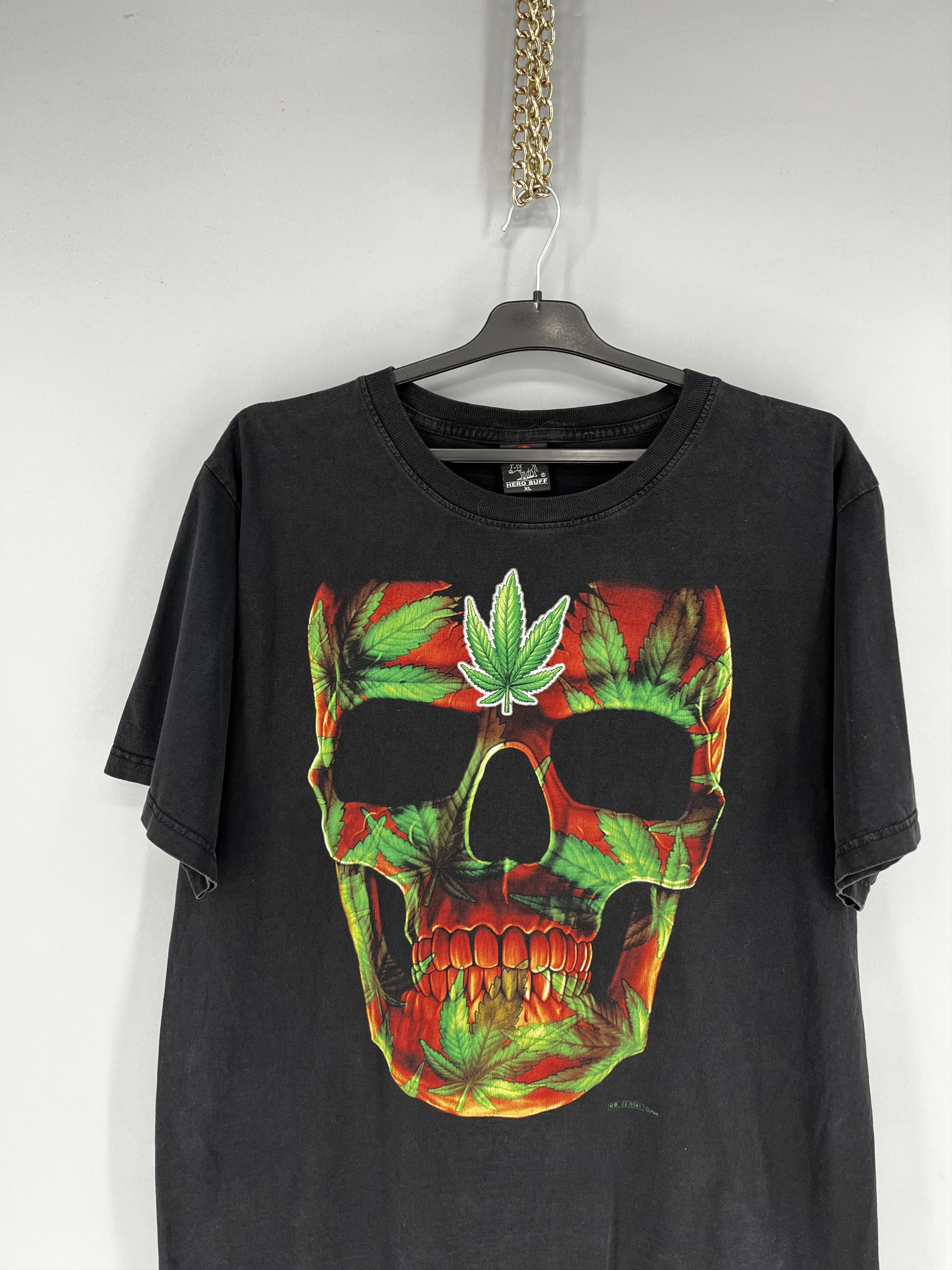 Vintage Vintage 90s Skull Marijuana Hill Fashion Bandtees Size US XL / EU 56 / 4 - 6 Thumbnail