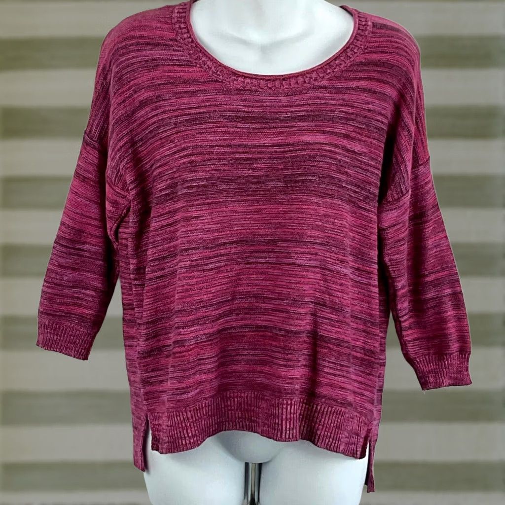 Mossimo Mossimo Sweater S Purple multi knit ScoopNeck 3/4sleeve Cotton Hippie Boho Women Pullover Casual Vintage N/A Size S / US 4 / IT 40 - 1 Thumbnail