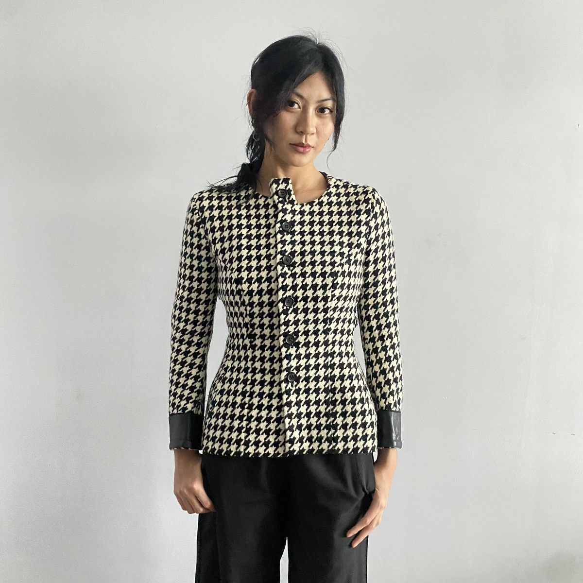 Yohji Yamamoto FW2003 Yohji Yamamoto houndstooth fringe blazer Size S / US 4 / IT 40 - 3 Thumbnail