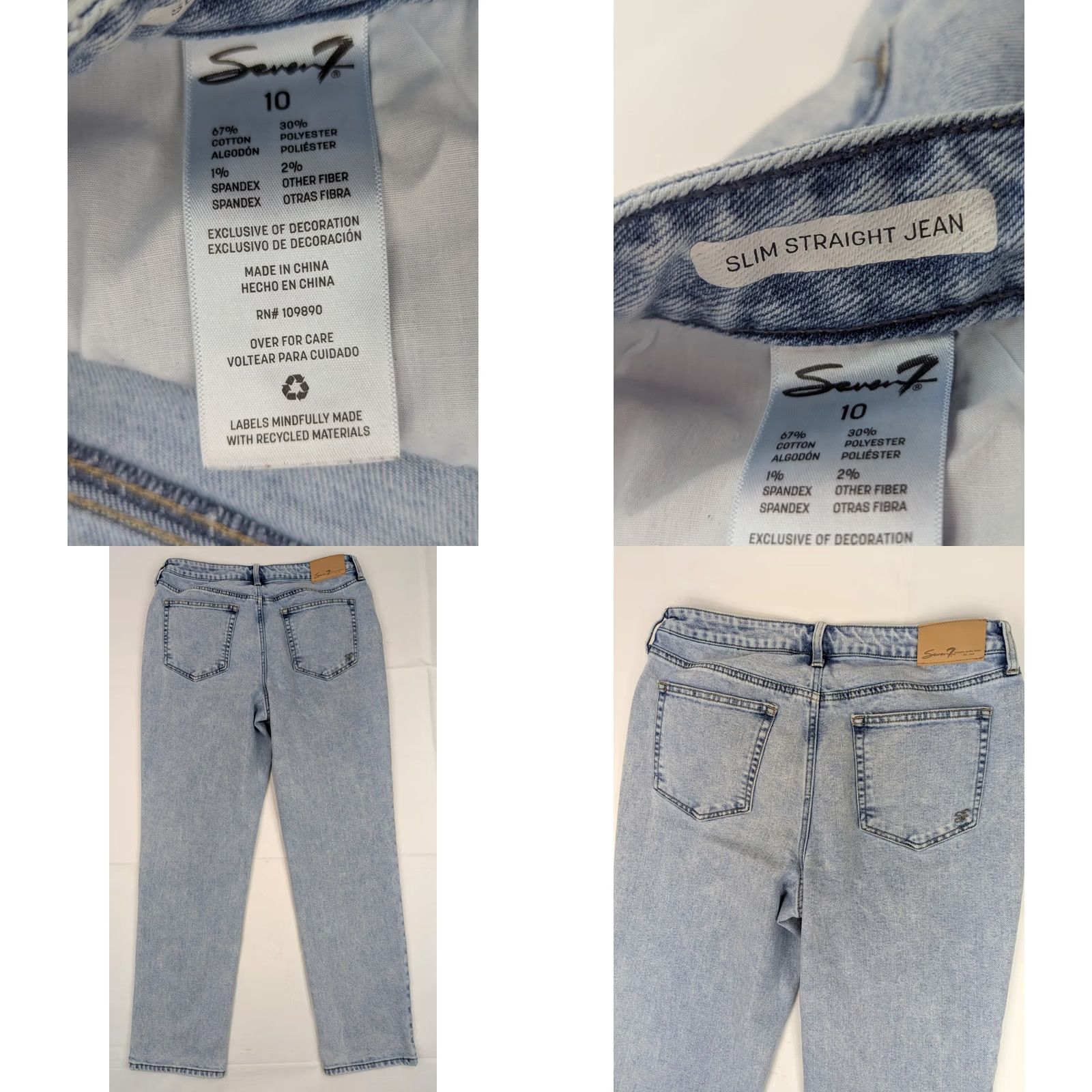 Vintage Seven7 Slim Straight Jeans Women Lynx Light Wash 10 XS? Size 32" / US 10 / IT 46 - 8 Thumbnail