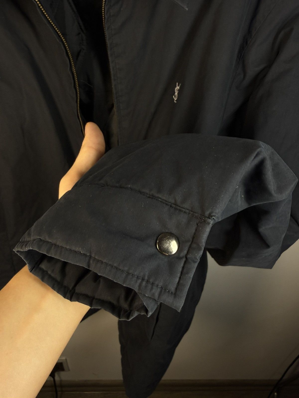 Yves Saint Laurent Black Warm YSL Jacket Bomber Zip Up Collar Vintage Logo y2k Size US XXL / EU 58 / 5 - 17 Thumbnail