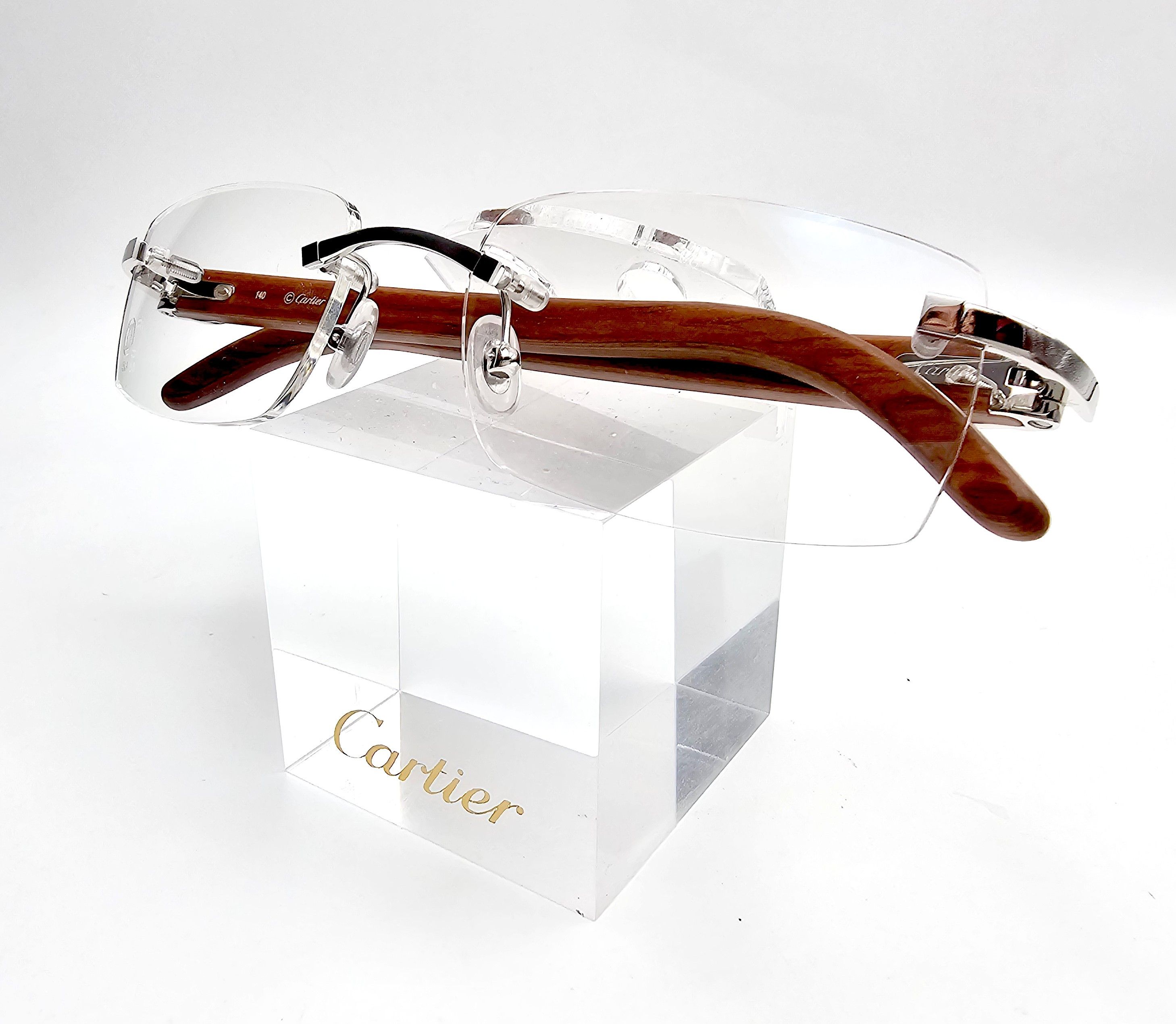 Cartier NEW! Cartier Ibiza Wood Silver Glasses CT00520 Size ONE SIZE - 2 Thumbnail