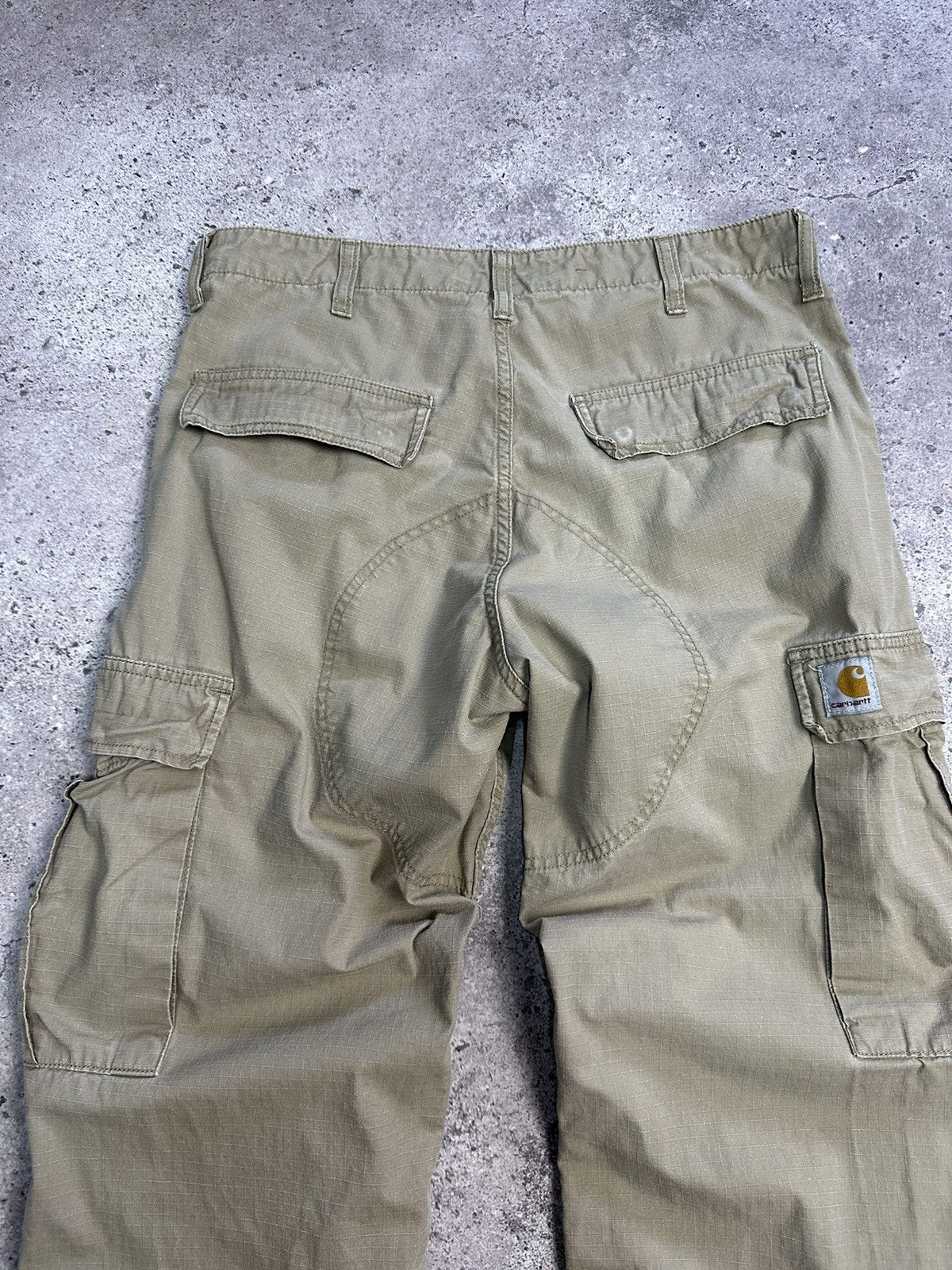 Carhartt × Vintage Vintage Carhartt Cargo Distressed Pants Faded Beige Y2K Size US 31 - 13 Thumbnail