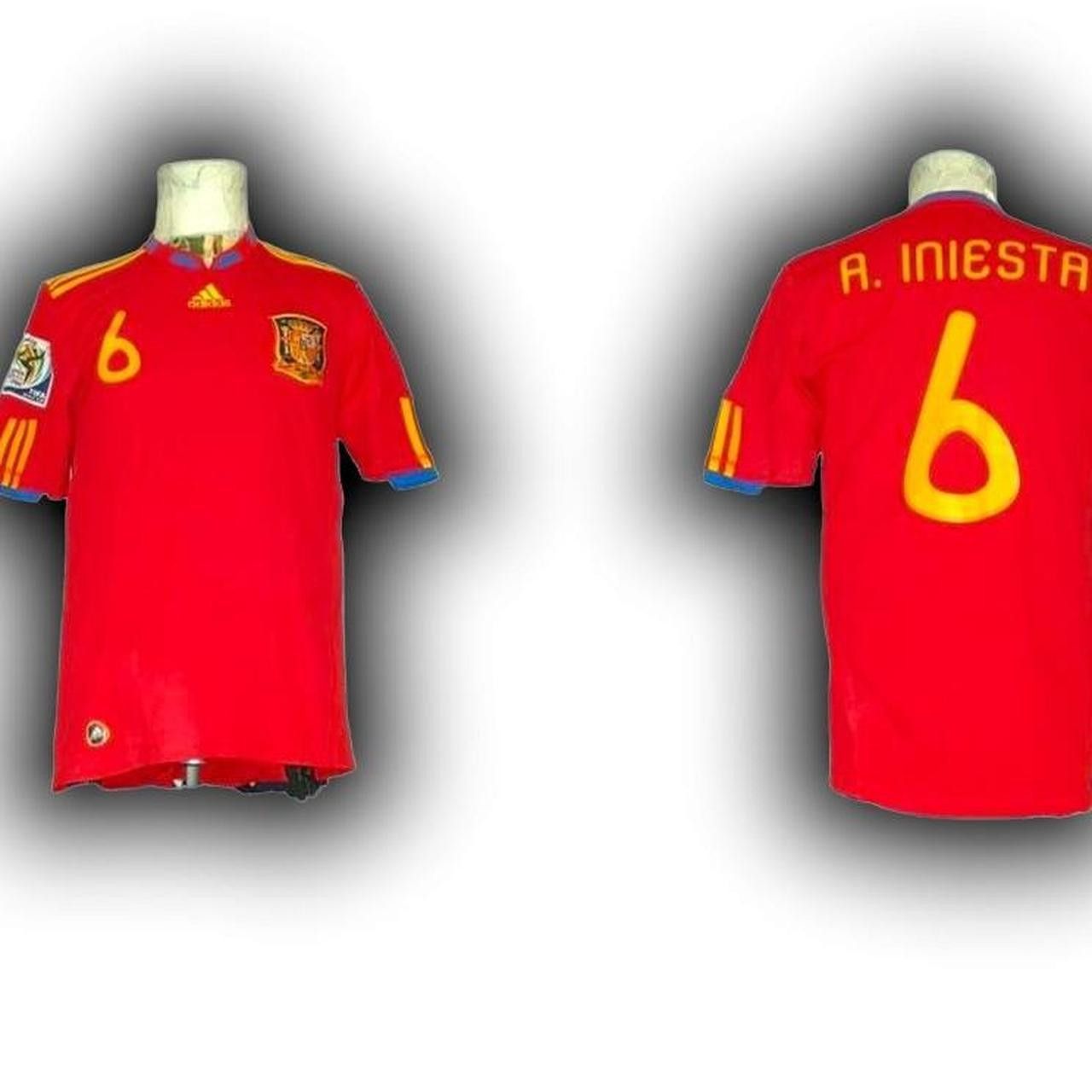 Adidas Spain 2010 2011 Home Shirt Jersey Iniesta barcelona Size US M / EU 48-50 / 2 - 1 Thumbnail