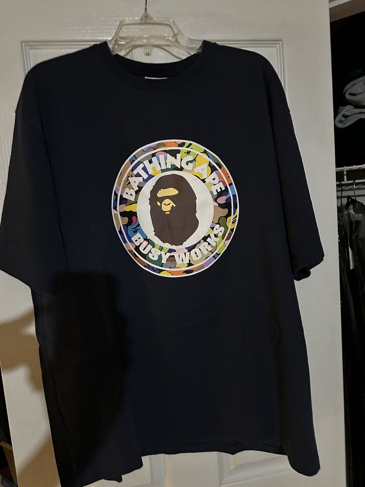 image of Bape Multi Camo Busy Works Tee in Navy, Men's (Size 2XL)