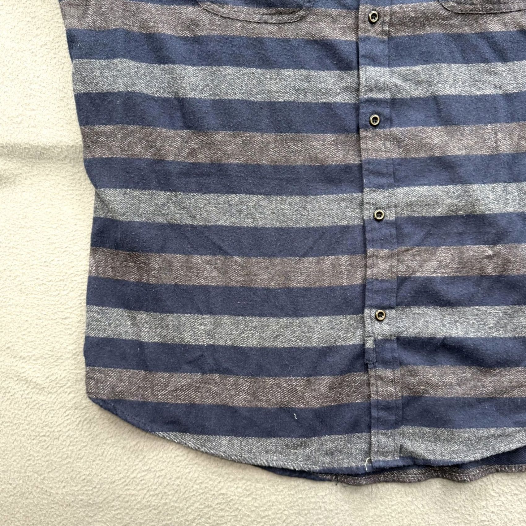 Vintage Bridge & Burn Shirt Mens 2XL Blue Striped Flannel Long Sleeve Button Up Casual Size US XXL / EU 58 / 5 - 6 Thumbnail
