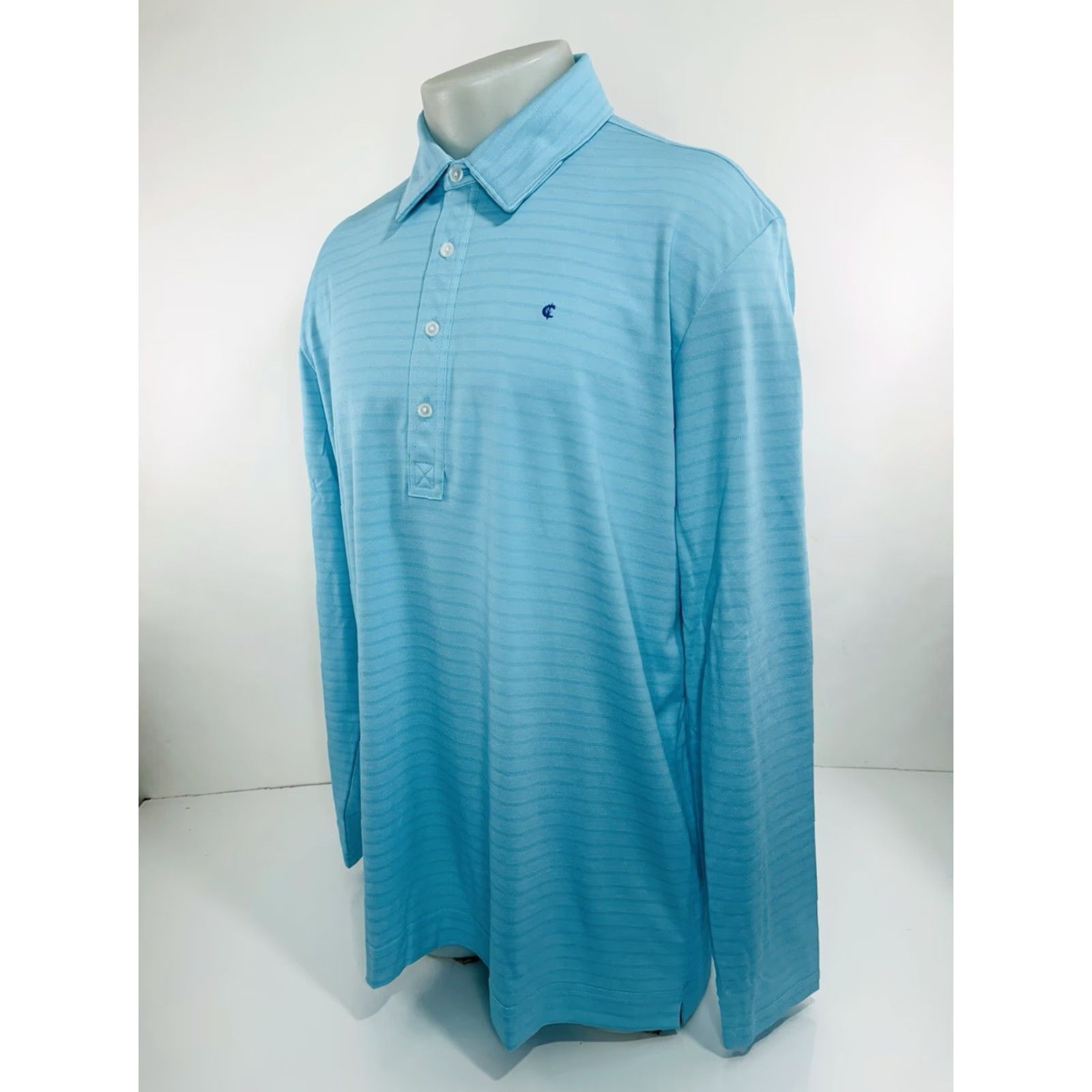 Vintage Criquet Polo Shirt XL Lightweight Embroidered Logo Striped Greenish Blue Crew Neck Adult MENS Size US XL / EU 56 / 4 - 2 Thumbnail