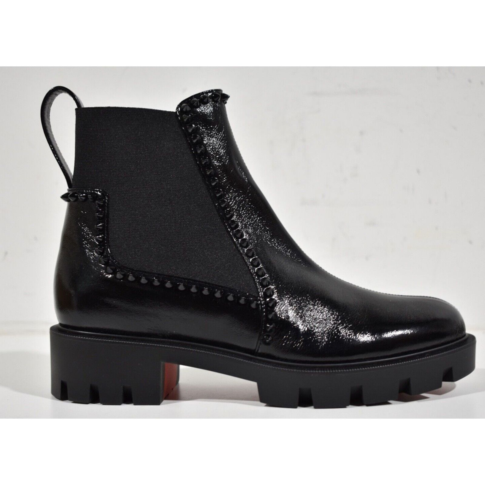 Christian Louboutin Christian Louboutin Out Lina Spike Lug Flat Black Patent Size US 8.5 / IT 38.5 - 2 Thumbnail