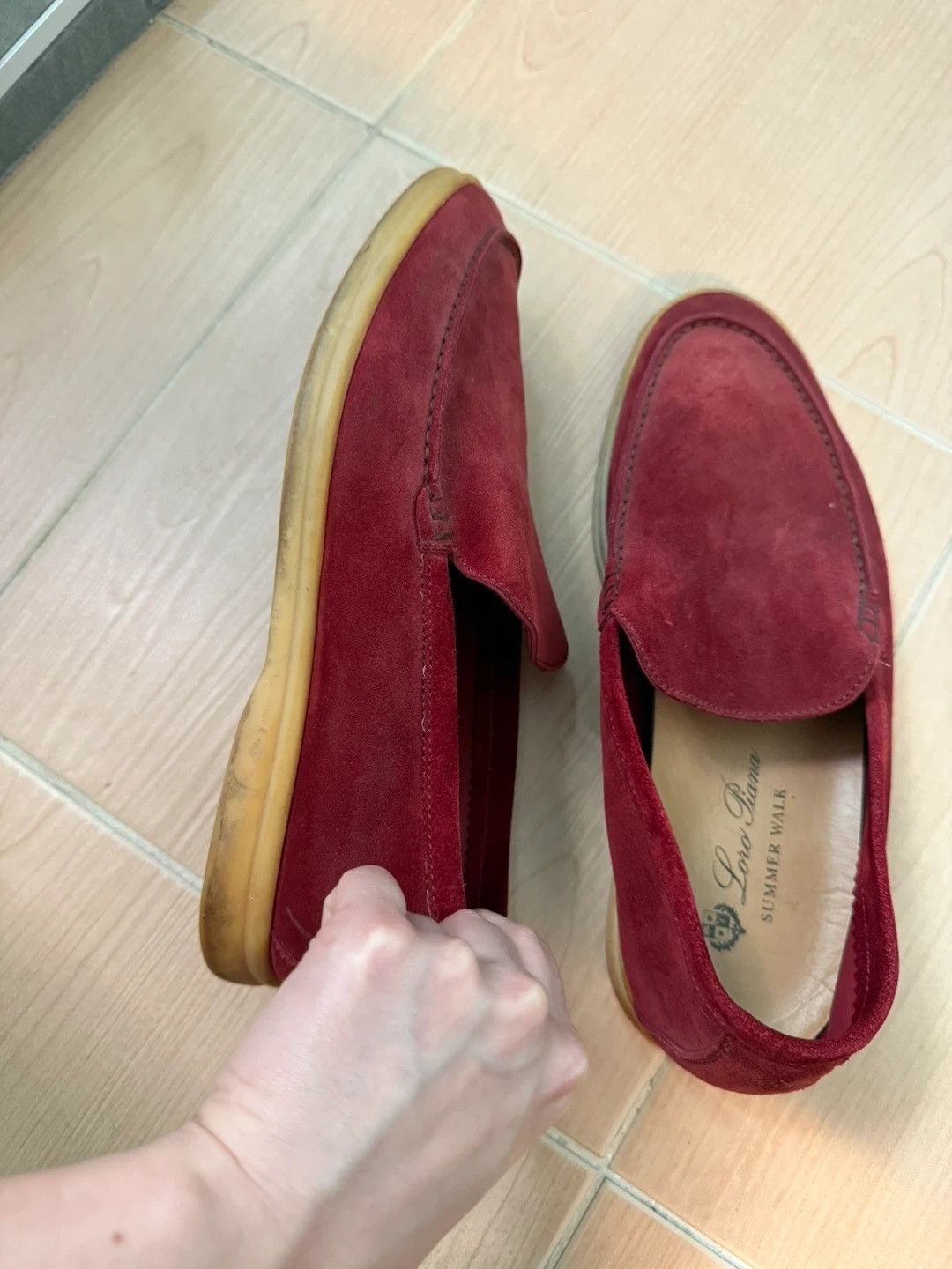Loro Piana Loro Piana Summer Walk Suede Loafers / Red / IT 41 Size US 8 / EU 41 - 6 Thumbnail