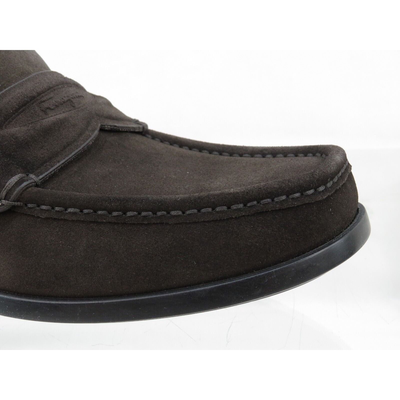 Salvatore Ferragamo LANZAROTE HICKORY BROWN SUEDE MOCCASIN PENNY LOAFERS 10 D Size US 10 / EU 43 - 4 Thumbnail