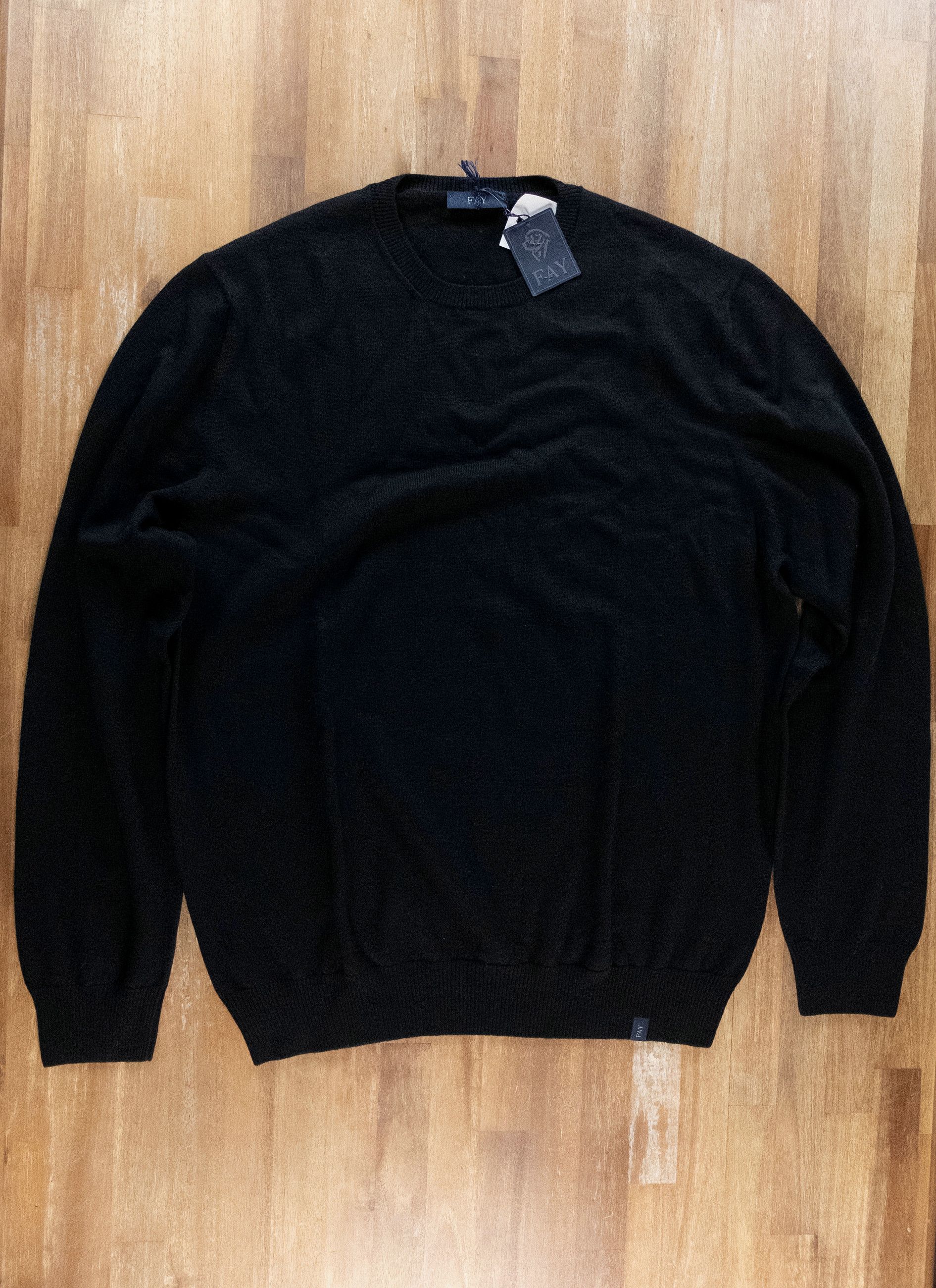 Fay FAY black virgin wool crewneck sweater 56 XXXL 3XL NWT Size US XXL / EU 58 / 5 - 1 Thumbnail