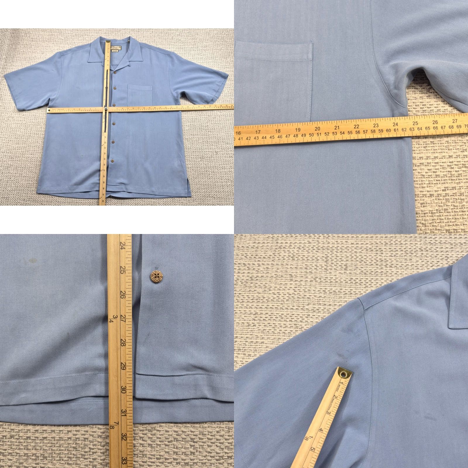 Vintage Pusser's Shirt Mens Large Blue Silk Tortola Big Game Charters Fish Embroidered Size US L / EU 52-54 / 3 - 8 Thumbnail