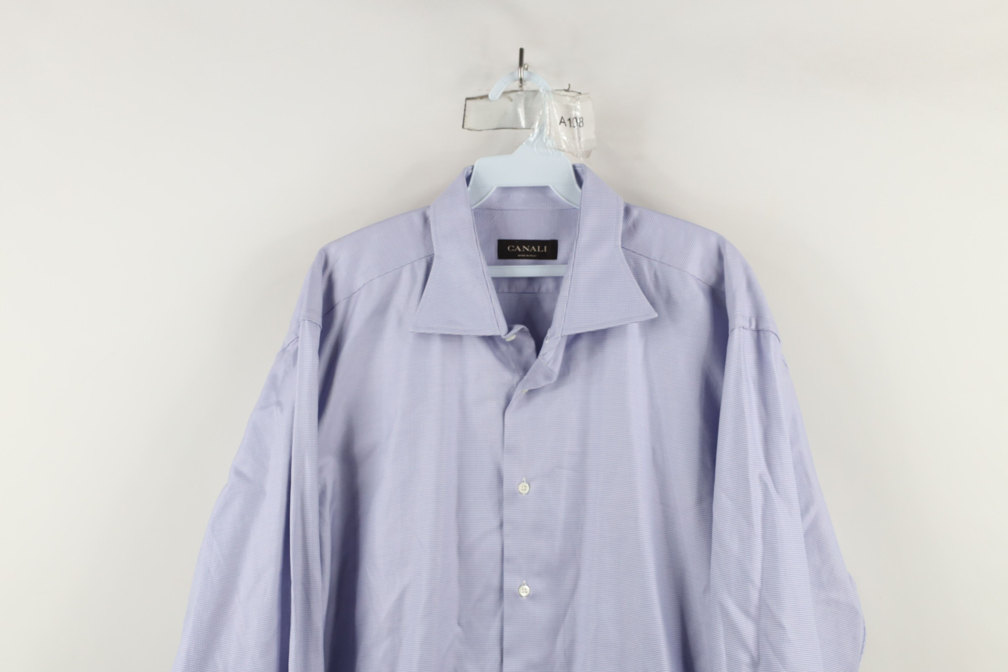 Canali × Vintage Canali Houndstooth Long Sleeve Button Shirt Cotton Blue Size US M / EU 48-50 / 2 - 2 Thumbnail