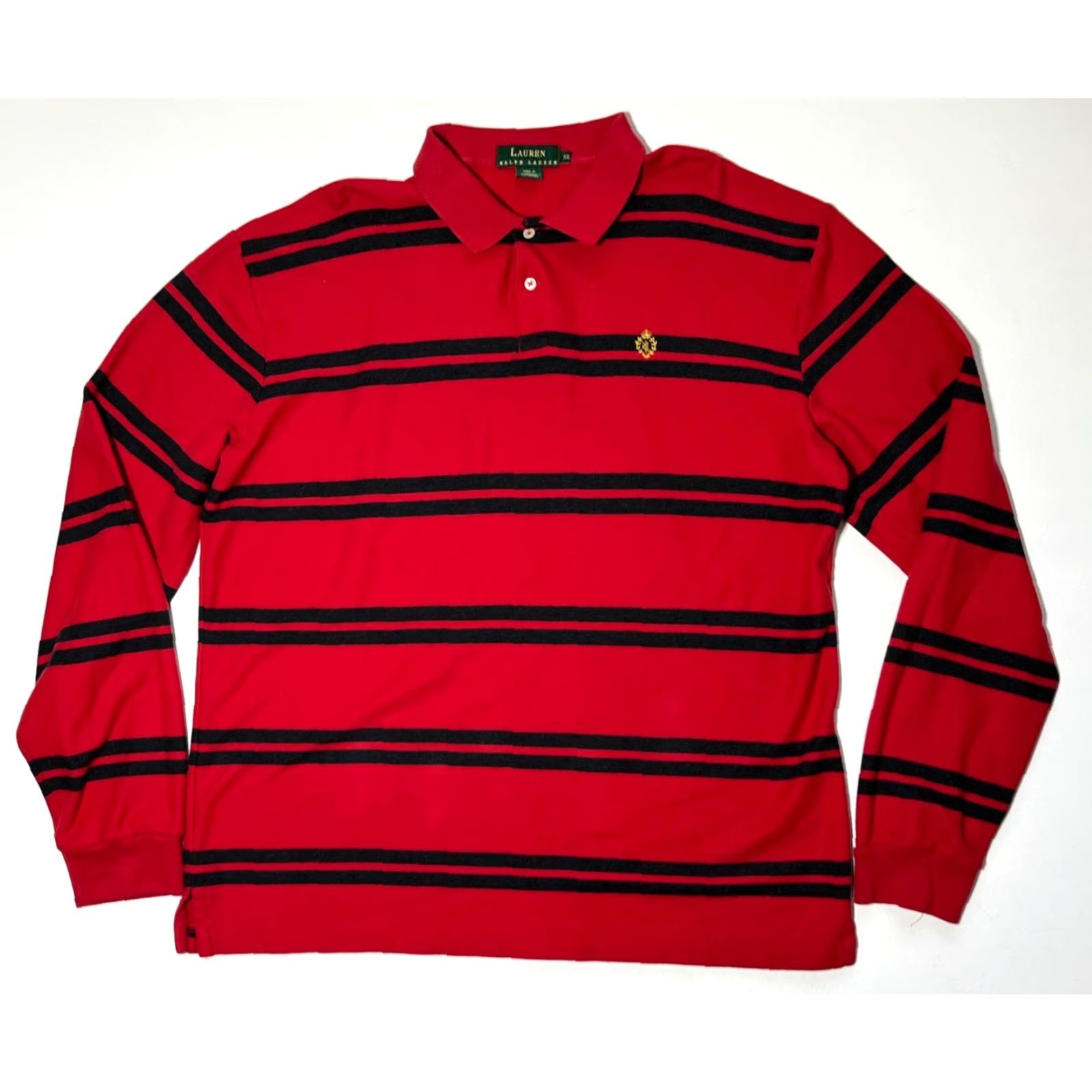 Vintage VINTAGE Lauren Ralph Lauren Men’s Long Sleeve Polo Rugby Shirt Red Striped XL Polo Size US XL / EU 56 / 4 - 4 Thumbnail