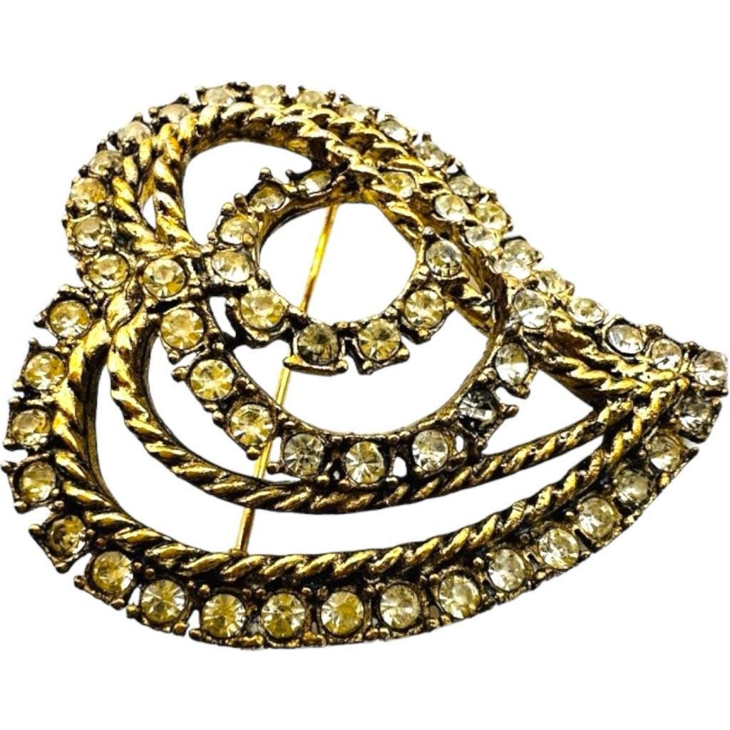 Other HATTIE CARNEGIE Signed Vintage Heart Gold-tone Clear Rhinest Size ONE SIZE - 3 Thumbnail