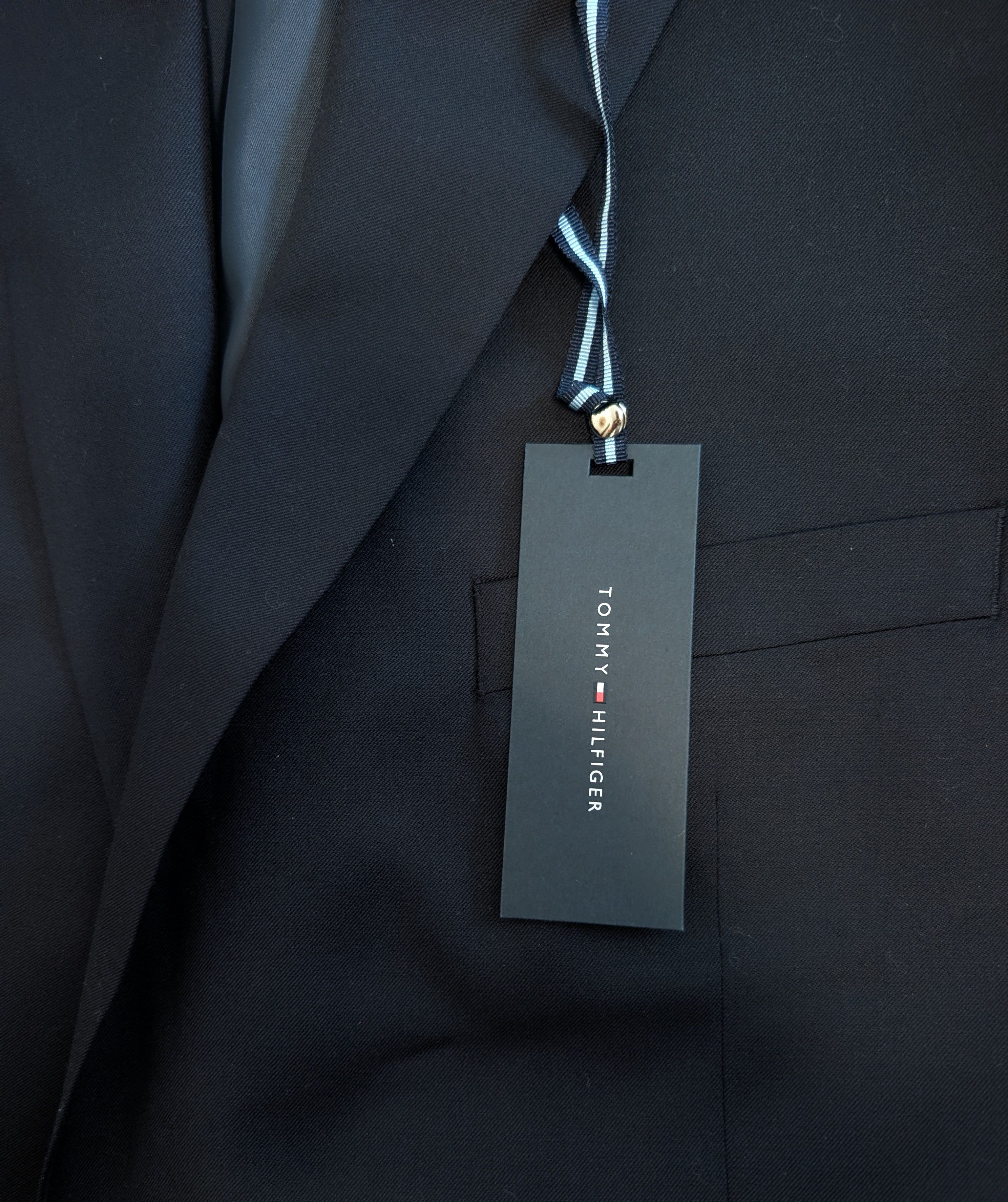 Tommy Hilfiger New Tommy Hillfiger Dark Navy 100% Wool Suit L46 W40.5 Size 46L - 9 Thumbnail