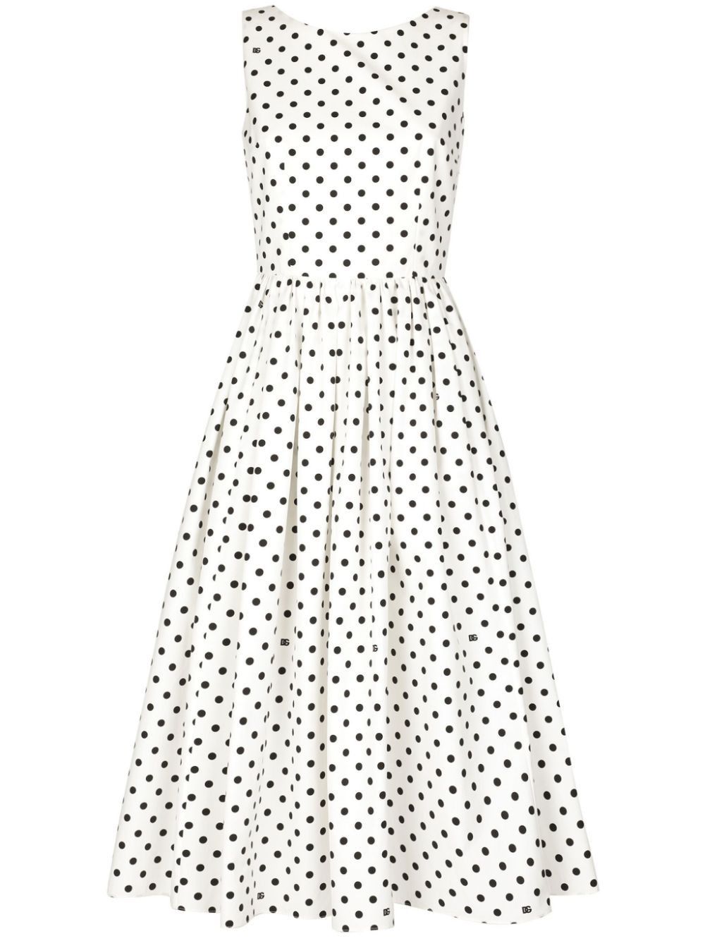 Dolce & Gabbana DOTS PRINT COTTON MIDI DRESS Size S / US 4 / IT 40 - 1 Thumbnail