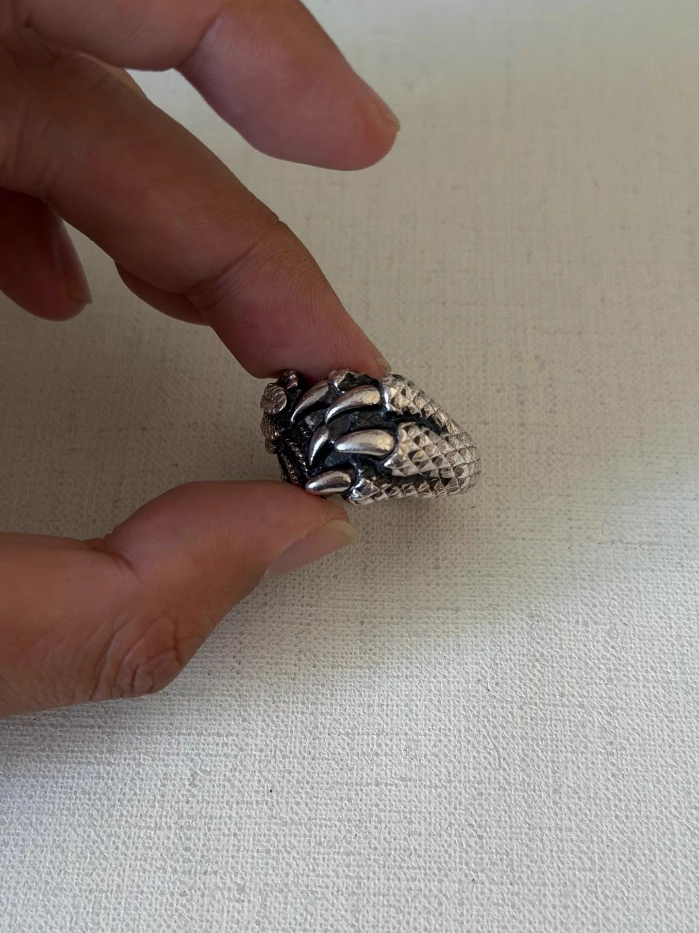 Yohji Yamamoto Yohji Yamamoto Gothic Black Feather Dragon Claw 950 Silver Ring Size ONE SIZE - 4 Thumbnail