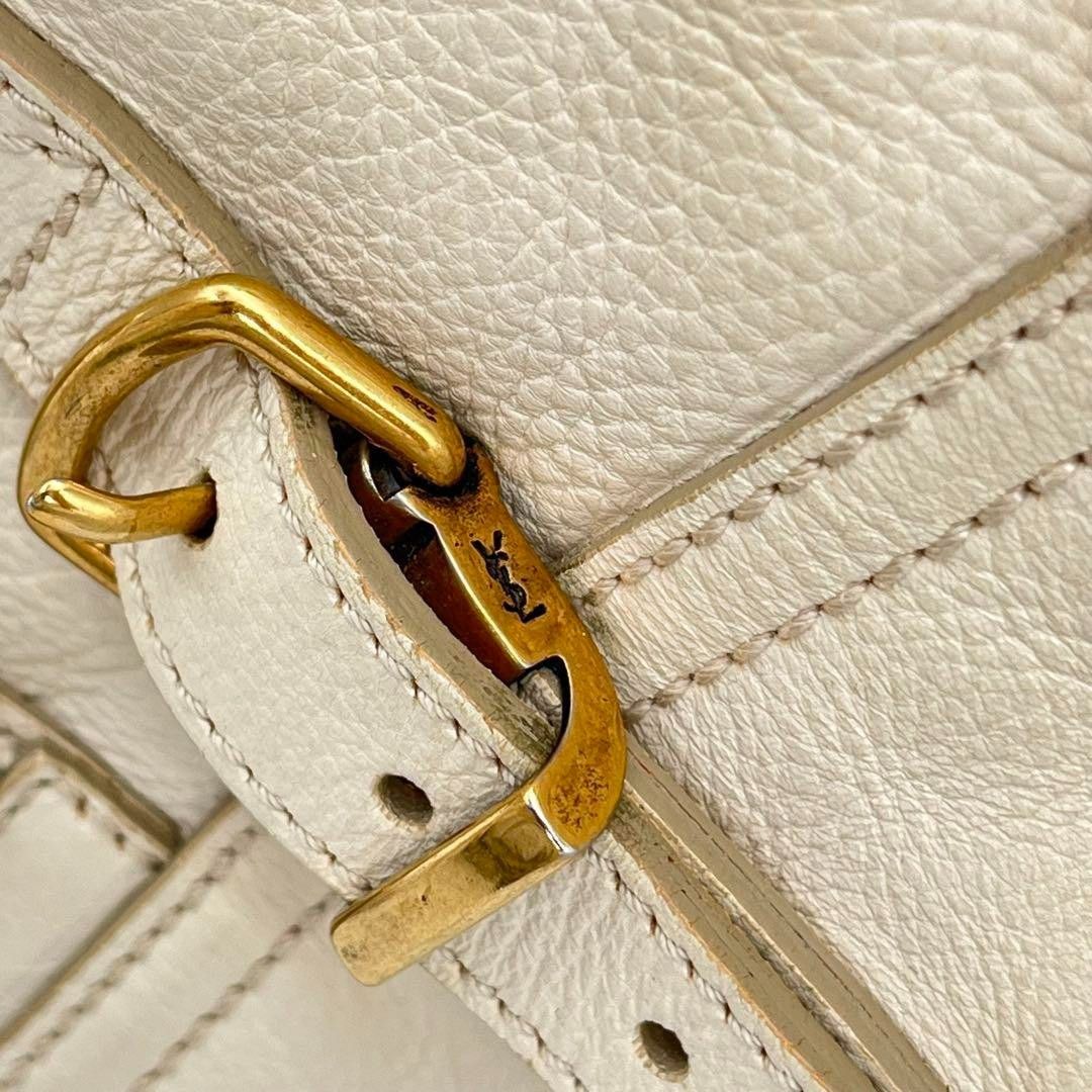 Yves Saint Laurent Yves Saint Laurent - Cassandra Handbag YSL Leather White Size ONE SIZE - 8 Thumbnail