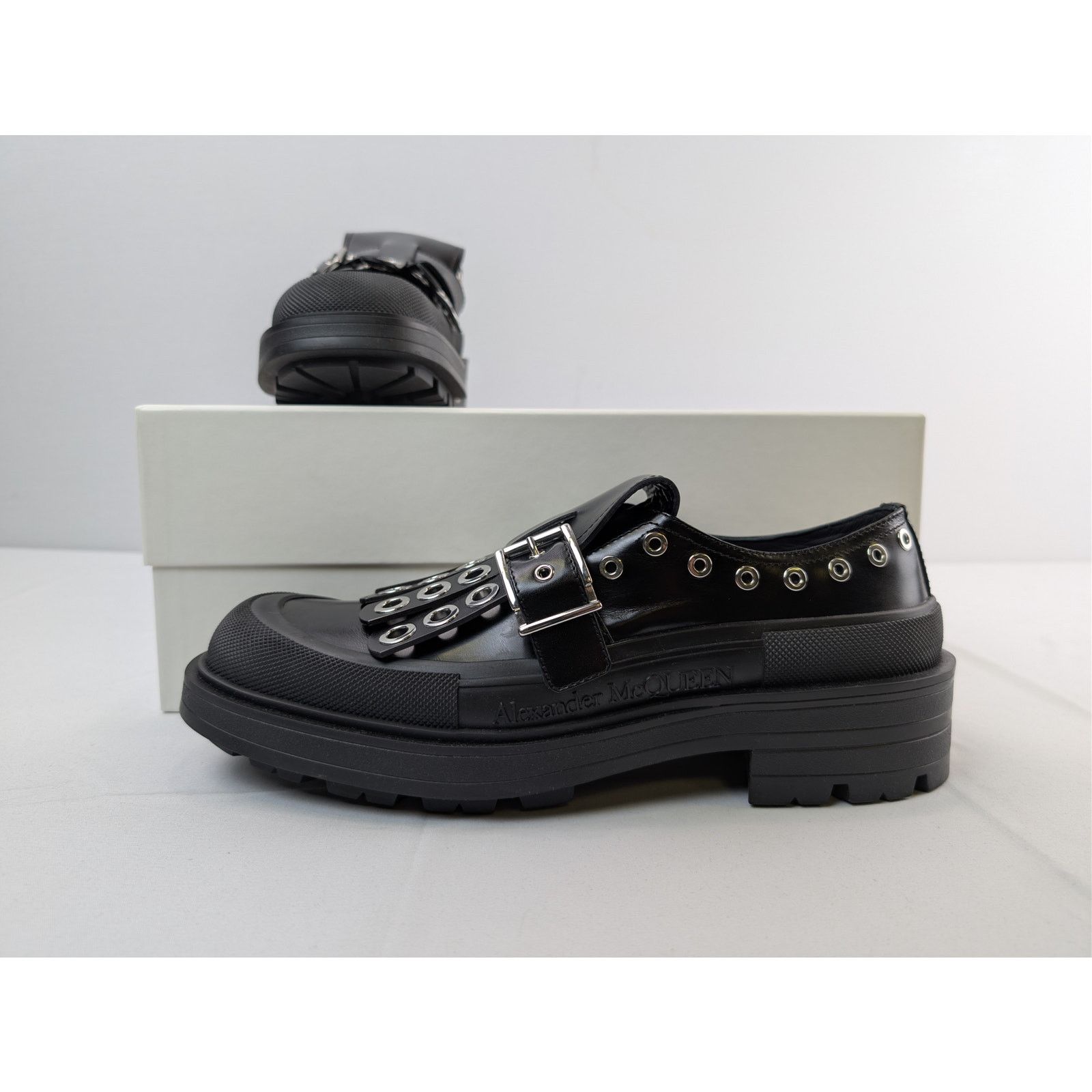 Alexander McQueen o1rshd1 Monk Strap Boxcar Hardware Shoe Tread Boots in Black Size US 11 / EU 44 - 19 Thumbnail