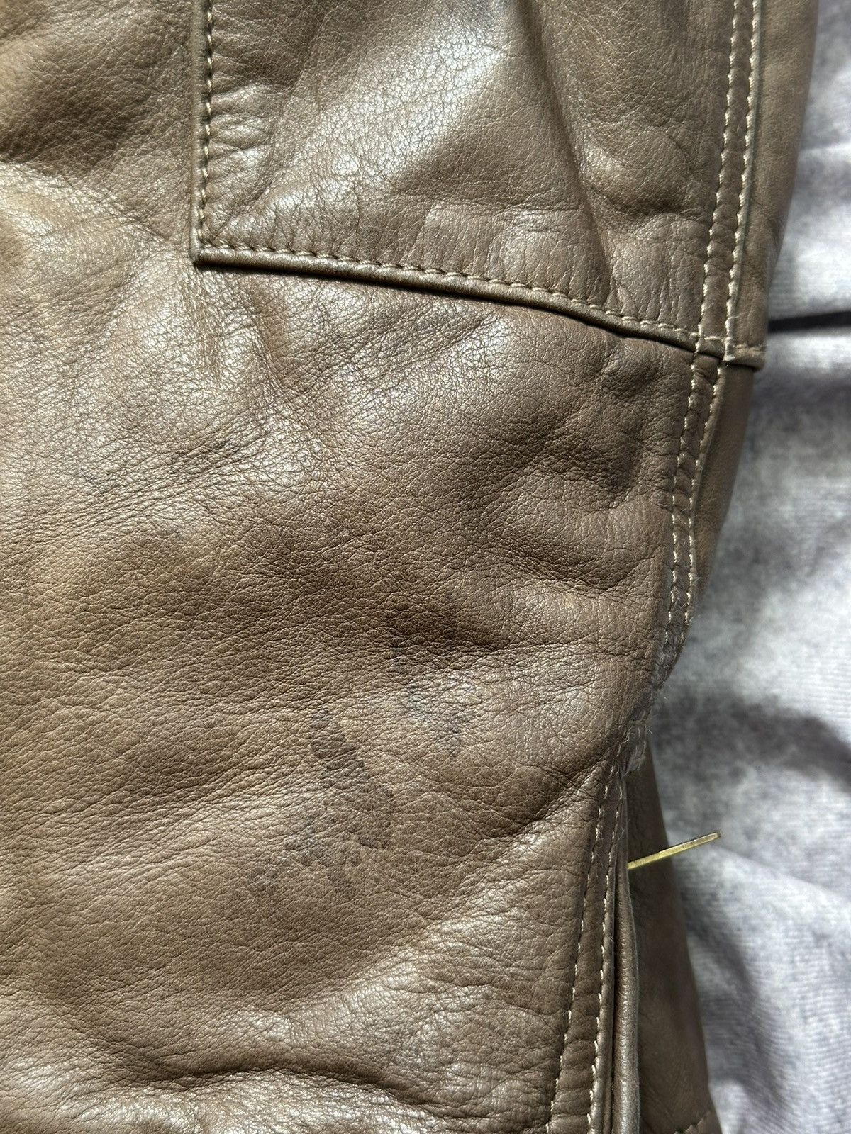 Giorgio Armani Armani Jeans Mens Leather Jacket Brown Full Zip Heavyweight Size US M / EU 48-50 / 2 - 10 Thumbnail