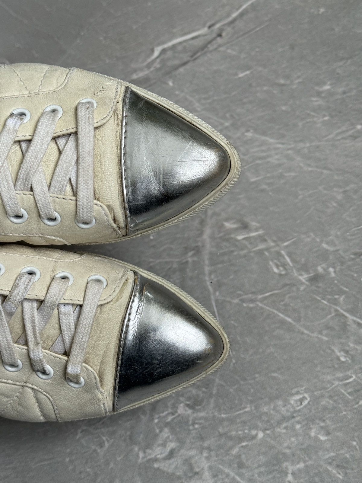 Miu Miu Miu Miu Hi Tip Sneakers Pointed Toe Leather Distressed Size US 6.5 / IT 36.5 - 8 Thumbnail