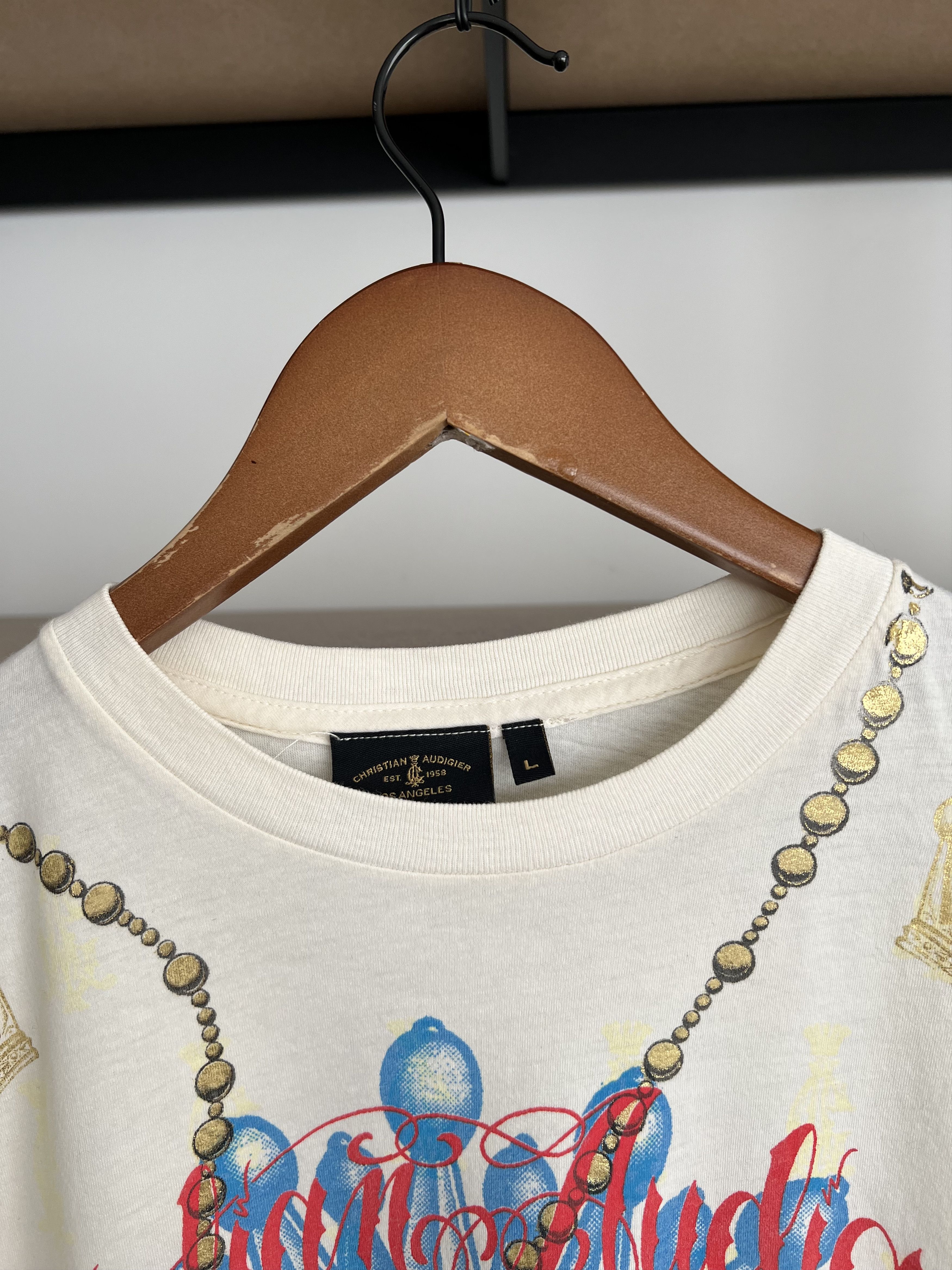 Christian Audigier Christian Audigier Ed Hardy Skull Hands Tattoo Y2k White Tee Size US L / EU 52-54 / 3 - 9 Thumbnail