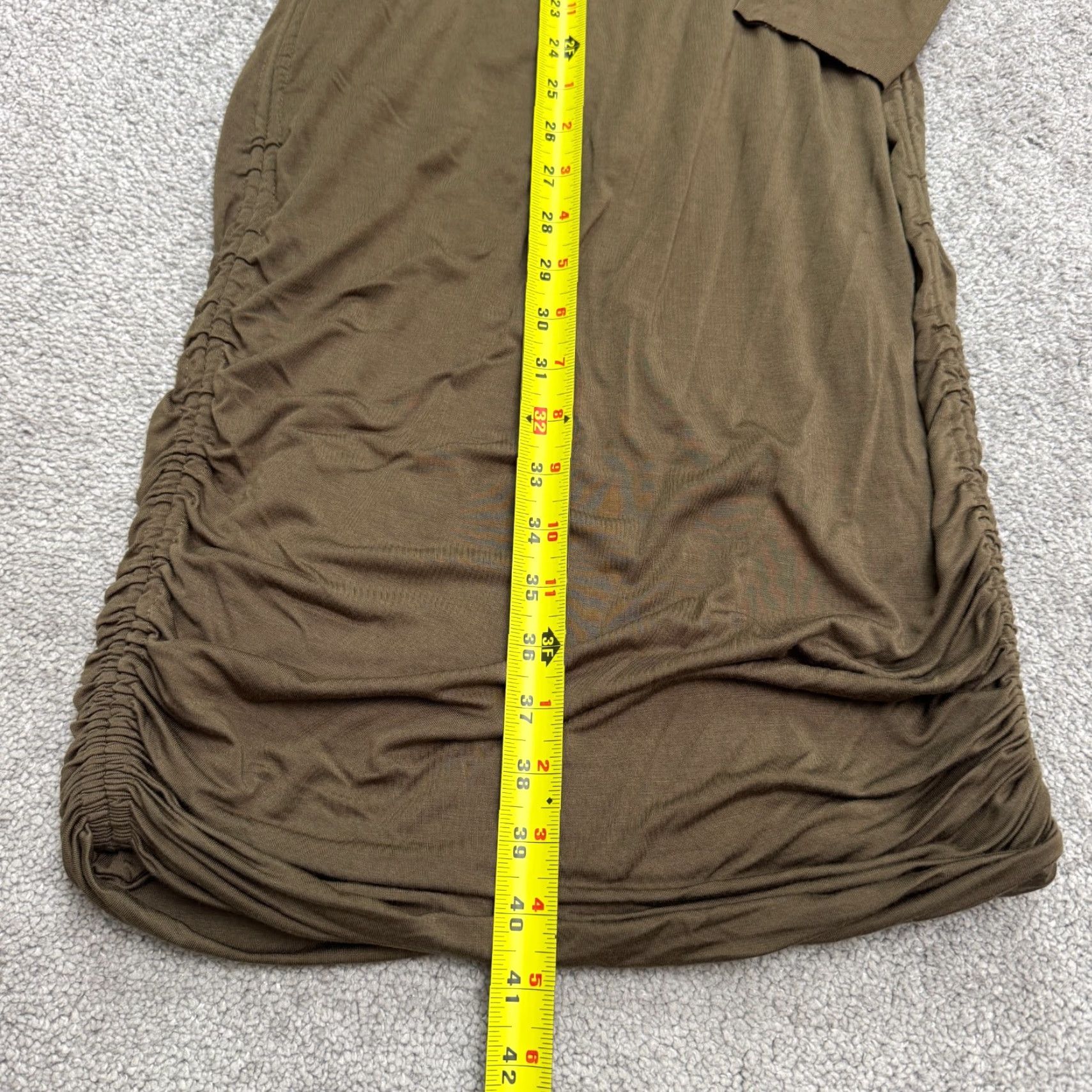 Good American Good American Maxi Dress Womens L Green Ruched Long Sleeve Rayon Spandex Size L / US 10 / IT 46 - 7 Thumbnail