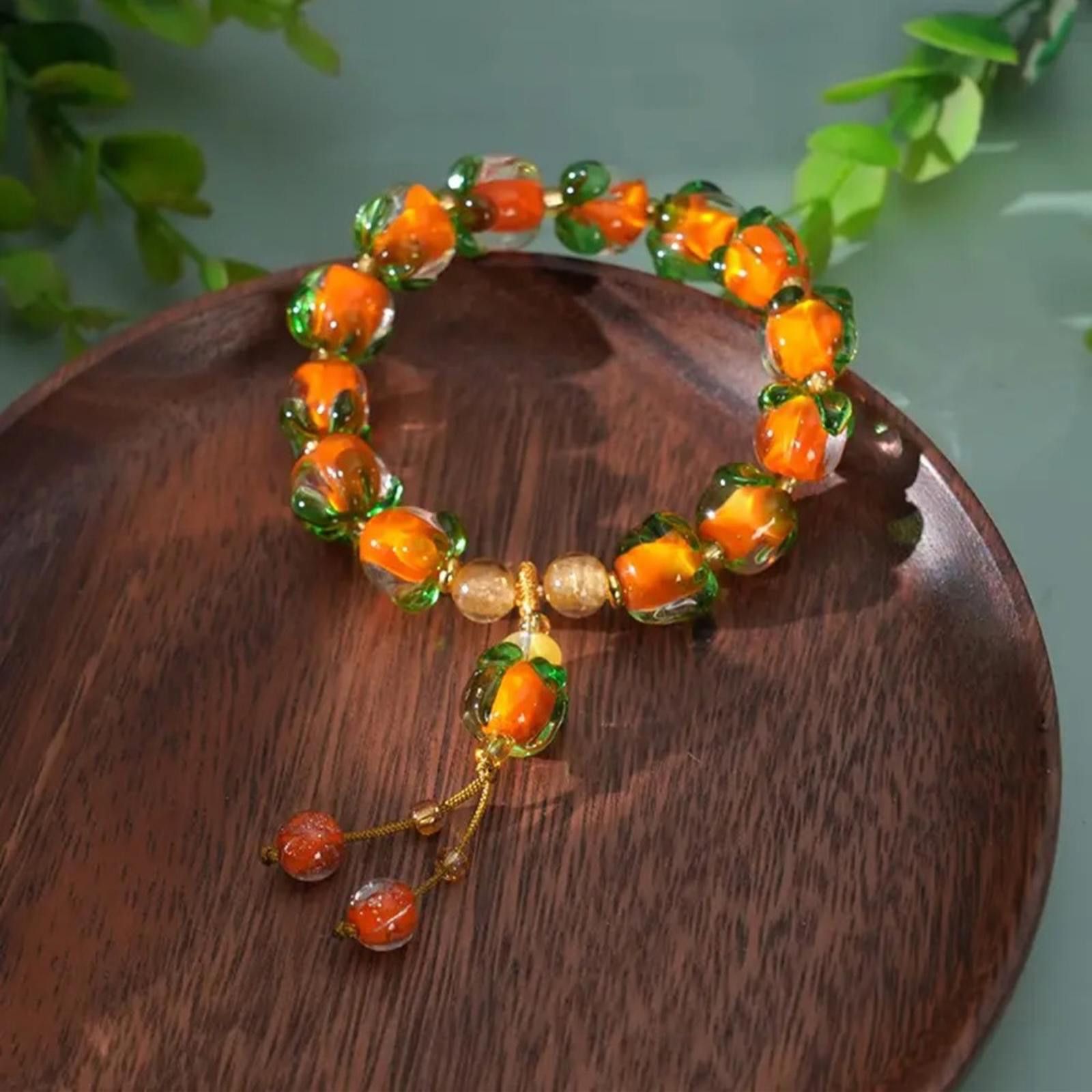 Designer Fruity Orange And Green Beaded Bracelet NWT Size ONE SIZE - 3 Thumbnail
