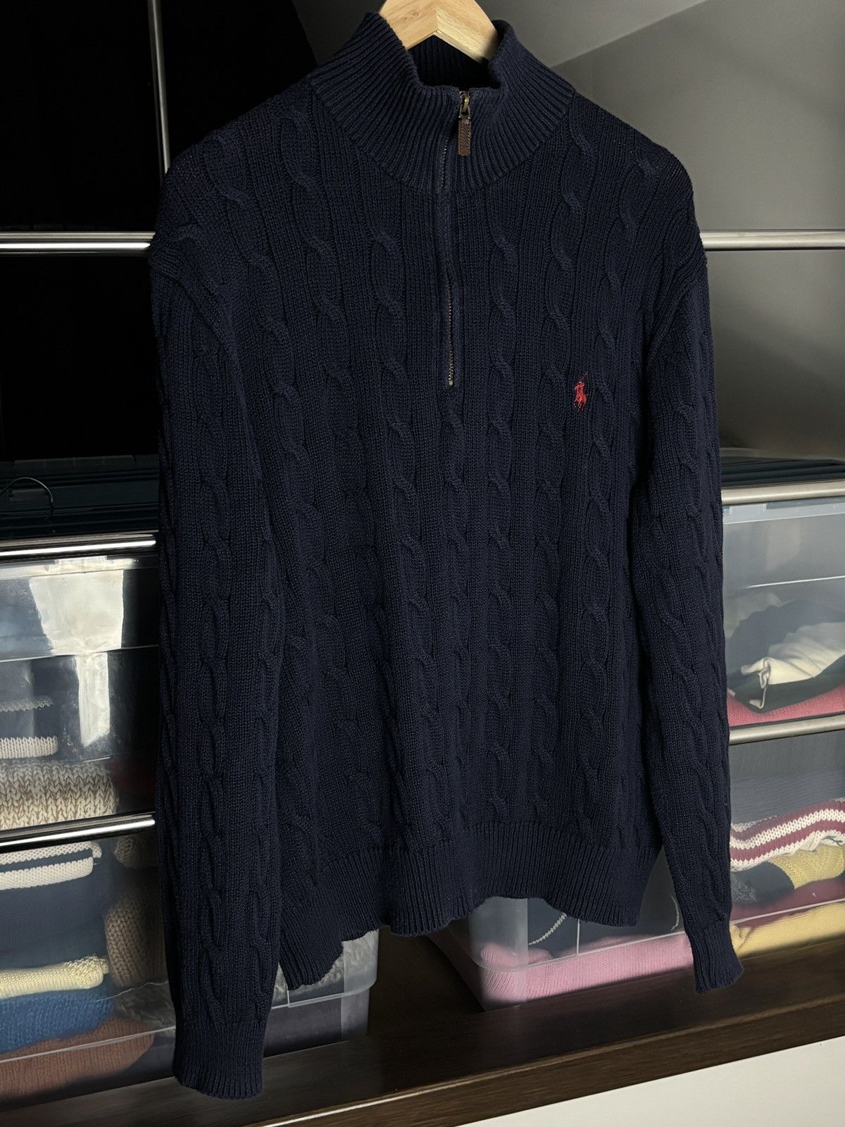 Polo Ralph Lauren Polo Ralph Lauren Half Zip Cable Knit Vintage Sweater Size US L / EU 52-54 / 3 - 2 Thumbnail