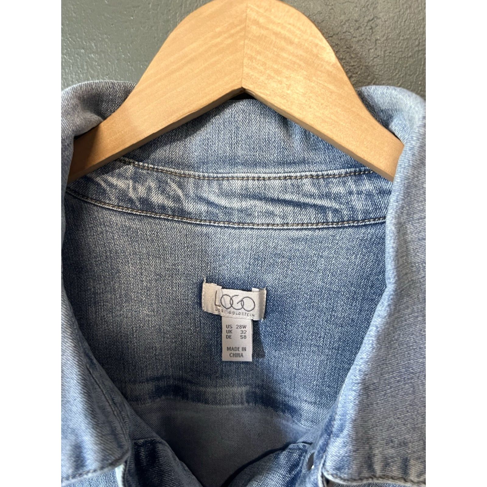 Vintage Lori Goldstein LOGO Denim Jacket Blue Long Sleeve Button Up 28W Plus Cotton Lining Women's Jacket Size 4XL / US 24-26 - 3 Thumbnail