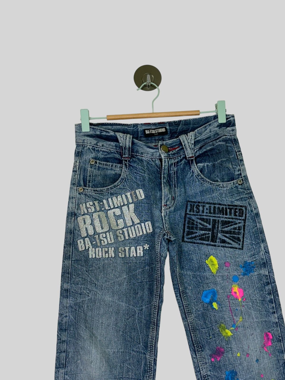 Japanese Brand × Vintage BA-TSU STUDIO ROCK STAR PAINT SPLASHED ACID WASH DENIM JEANS Size US 27 - 4 Thumbnail