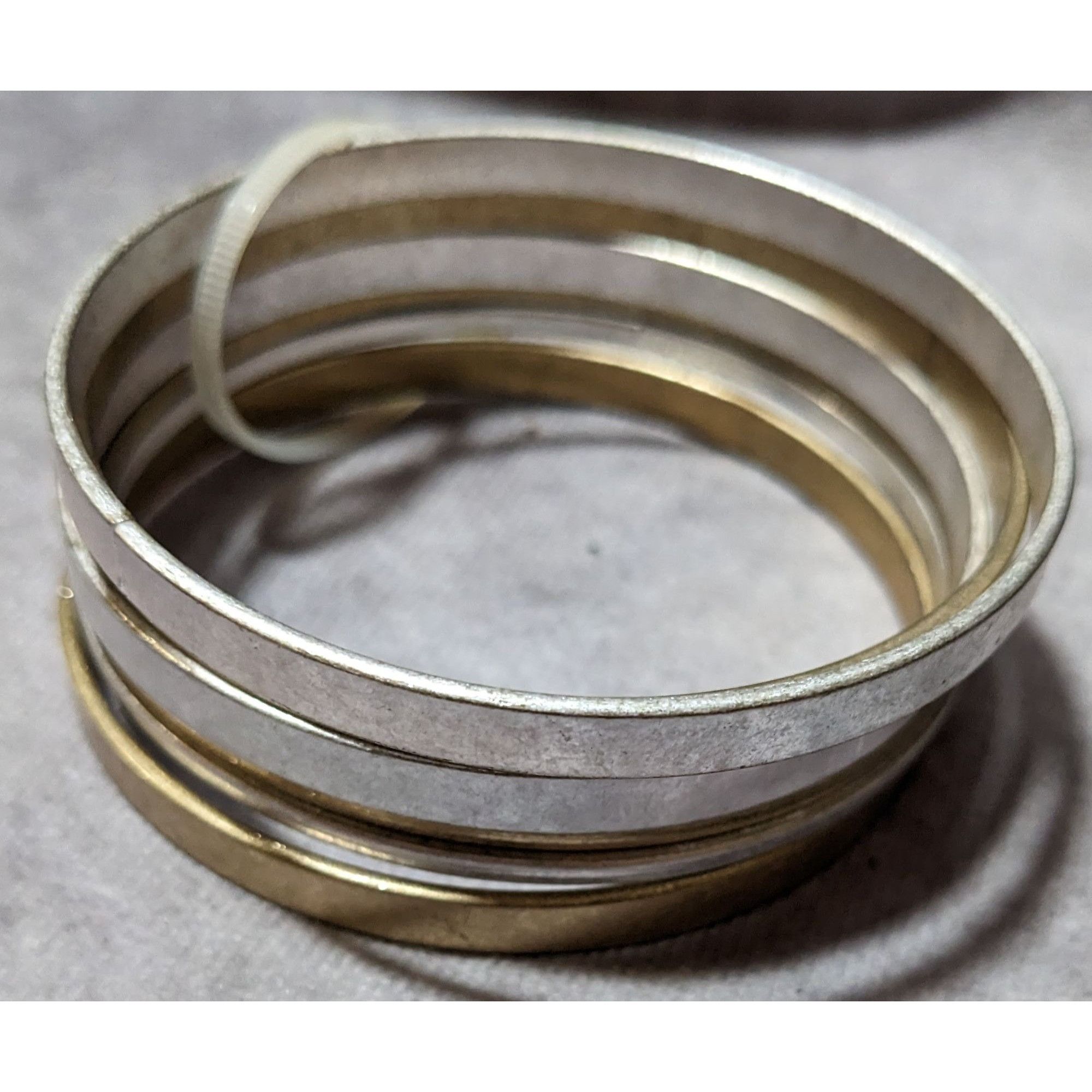 Other Silver And Gold Tone Metal Bangle Bracelet Set (6) Size ONE SIZE - 7 Thumbnail