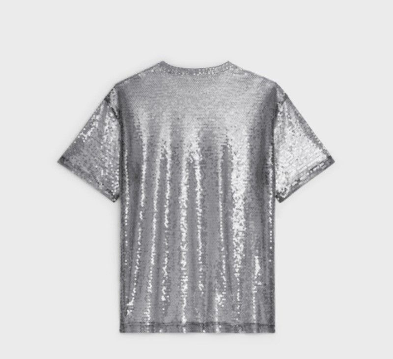 Celine o1w1db11124 Embroidered Loose T-Shirt in Silver Size US XXL / EU 58 / 5 - 2 Thumbnail