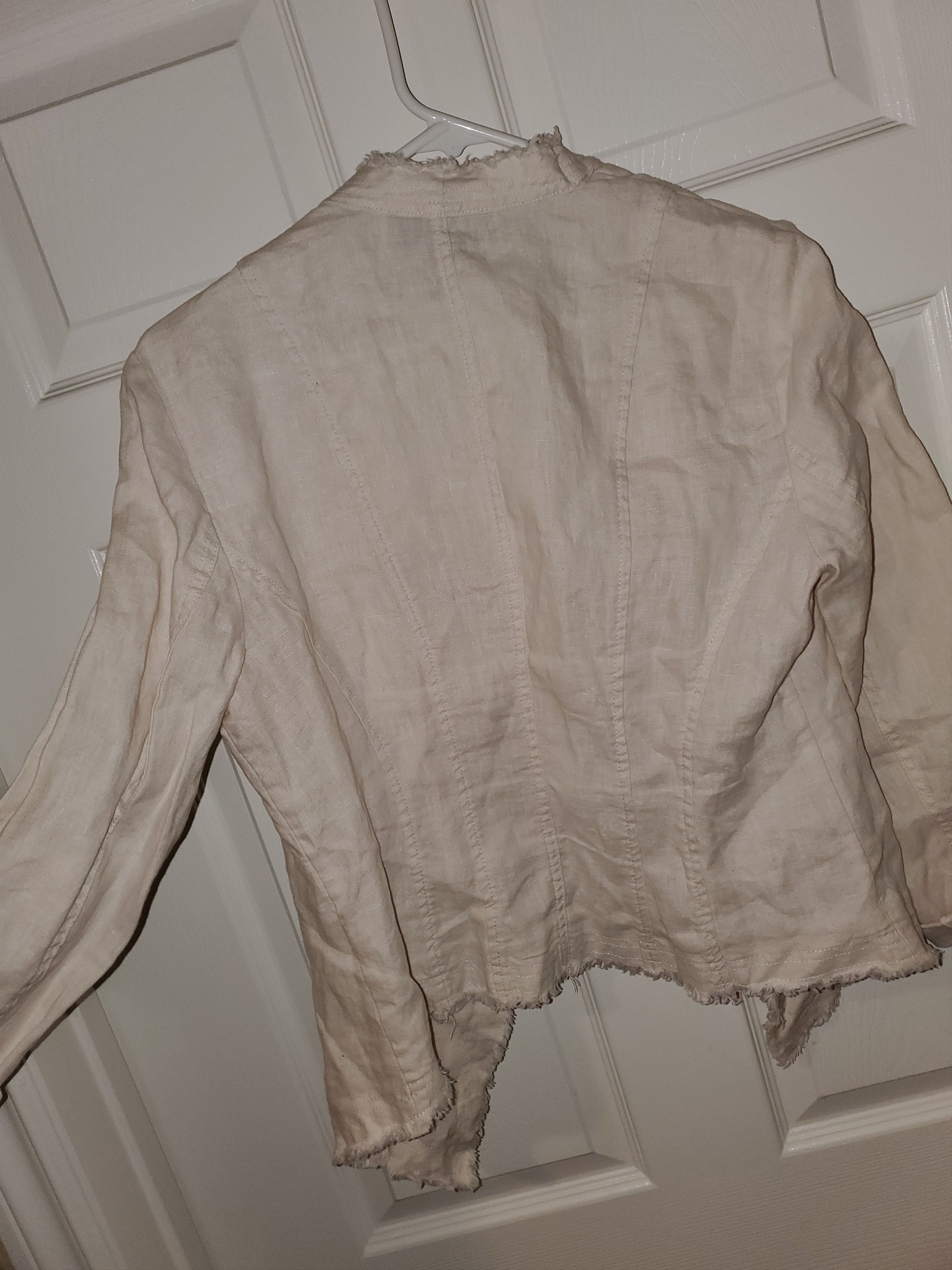 Vintage Vintage Cream Frayed Edge Linen Blazer (size M) Size M / US 6-8 / IT 42-44 - 4 Thumbnail