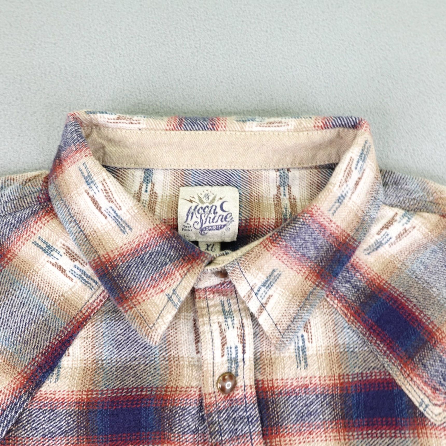 Vintage VINTAGE Moon Shrine Button Up Shirt Road Western Casual Plaid Blue XL Mens Button-Up Shirt Size US XL / EU 56 / 4 - 2 Thumbnail