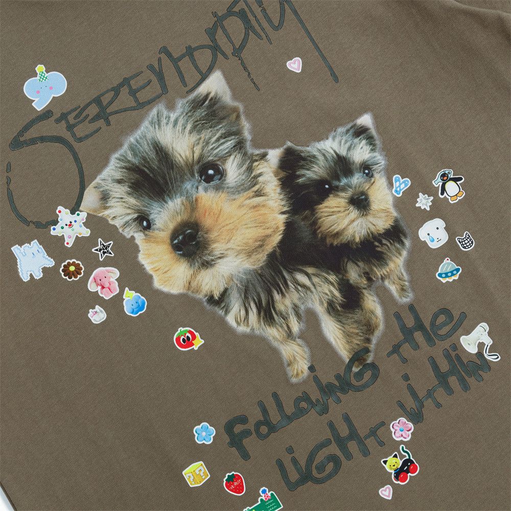 Japanese Brand Men's Hip-Hop Crew Neck T-Shirt with Puppy Print Size US M / EU 48-50 / 2 - 4 Thumbnail