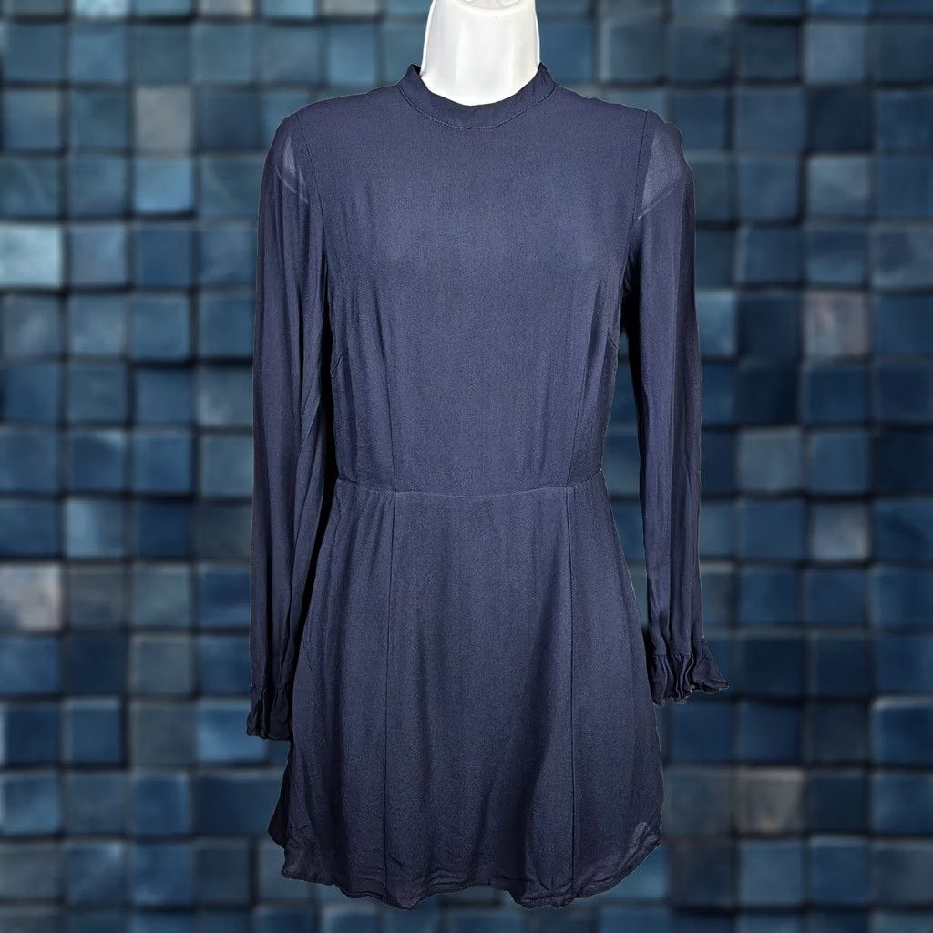 Reformation Reformation Fox Tie Neck Women’s Blue Long Sleeve Mini Dress Size 8 Size M / US 6-8 / IT 42-44 - 1 Thumbnail