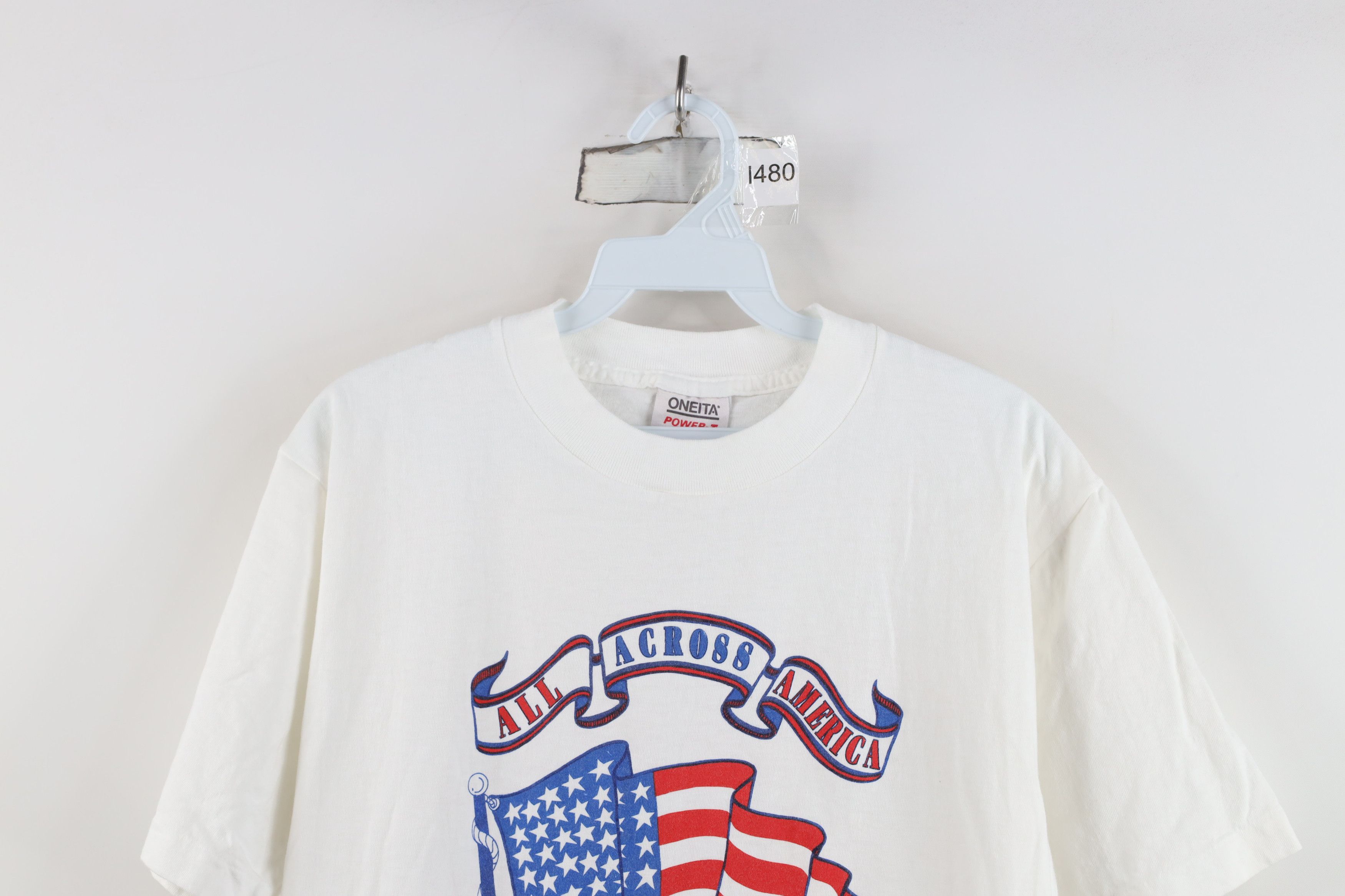 Vintage Vintage 80s 90s IOU Skateboarding USA Flag T-Shirt White Size US L / EU 52-54 / 3 - 2 Thumbnail