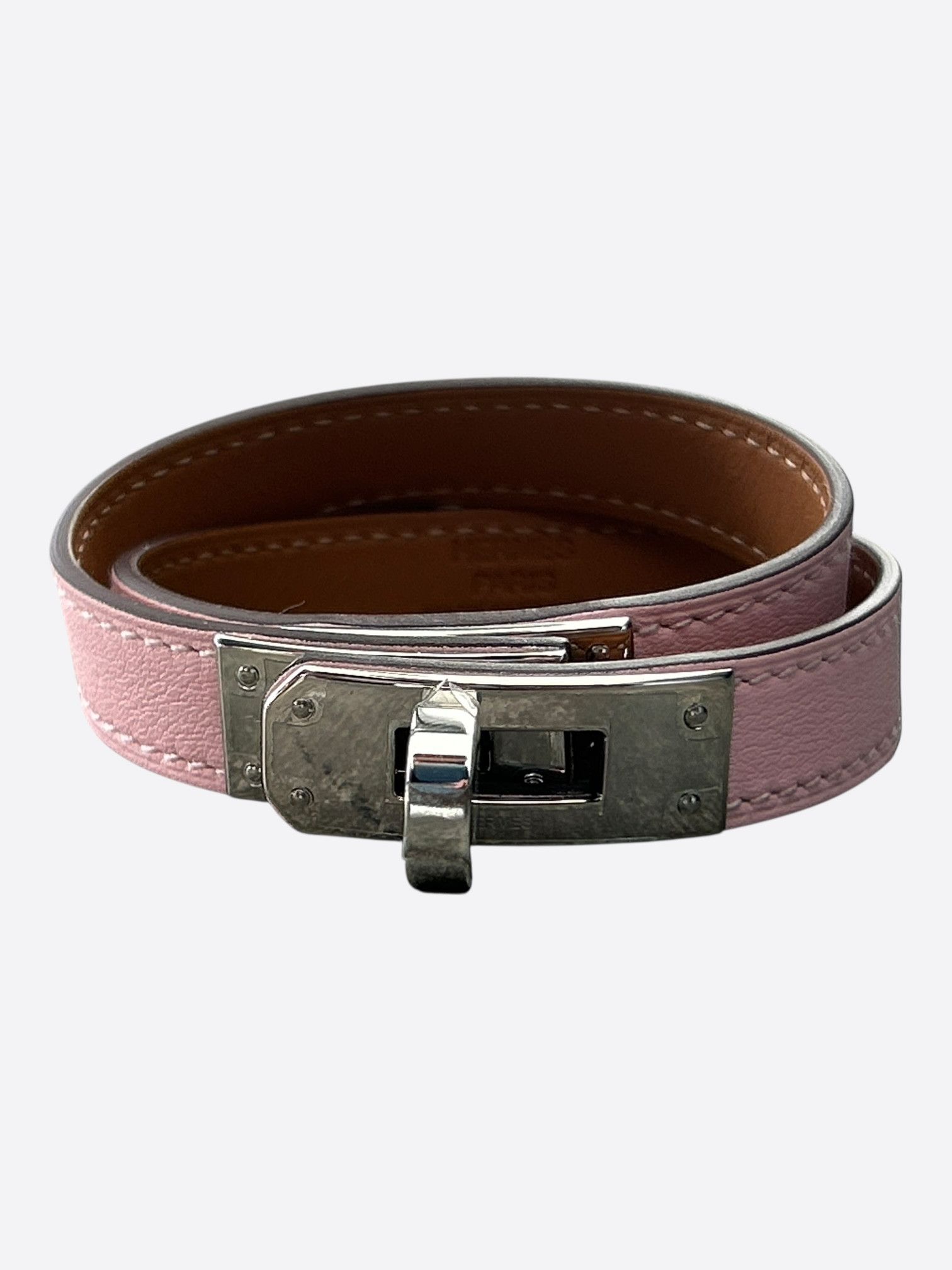 Hermes Pink Swift & Palladium Hardware Kelly Double Tour Bracelet Size ONE SIZE - 1 Thumbnail