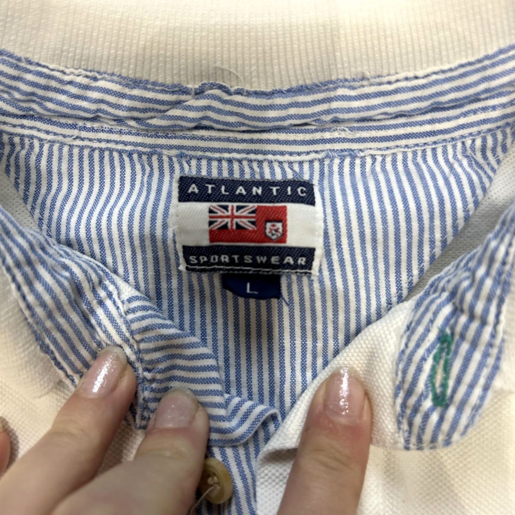 Vintage VINTAGE Atlantic Sportswear Polo Shirt Mens L White Ariel Sands Beach Club Bermuda Size US L / EU 52-54 / 3 - 3 Thumbnail