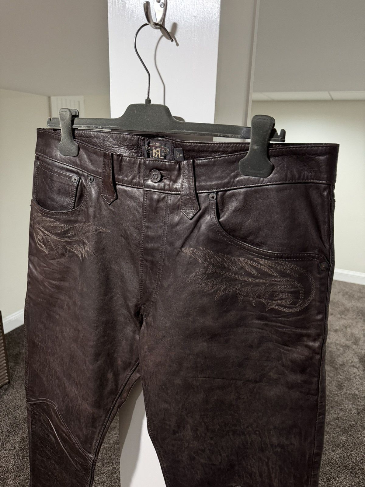 RRL Ralph Lauren Double RRL Ralph Lauren Western Brown Horse Leather Pants Size US 36 / EU 52 - 2 Thumbnail