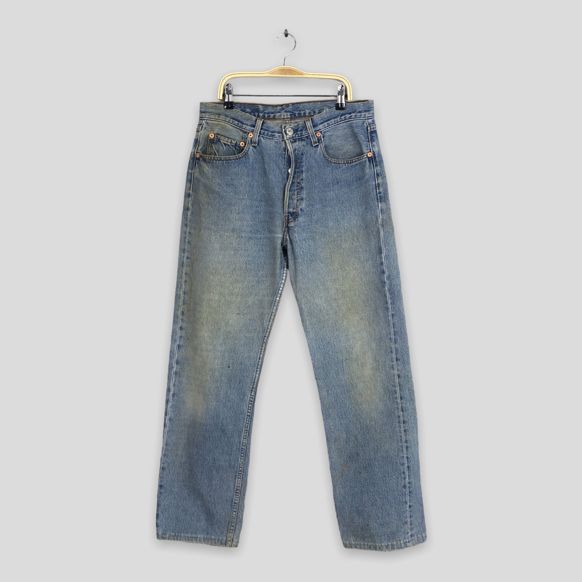 Size 30x29 Vintage 90s Levi's 501 Faded Blue Button FlyJeans